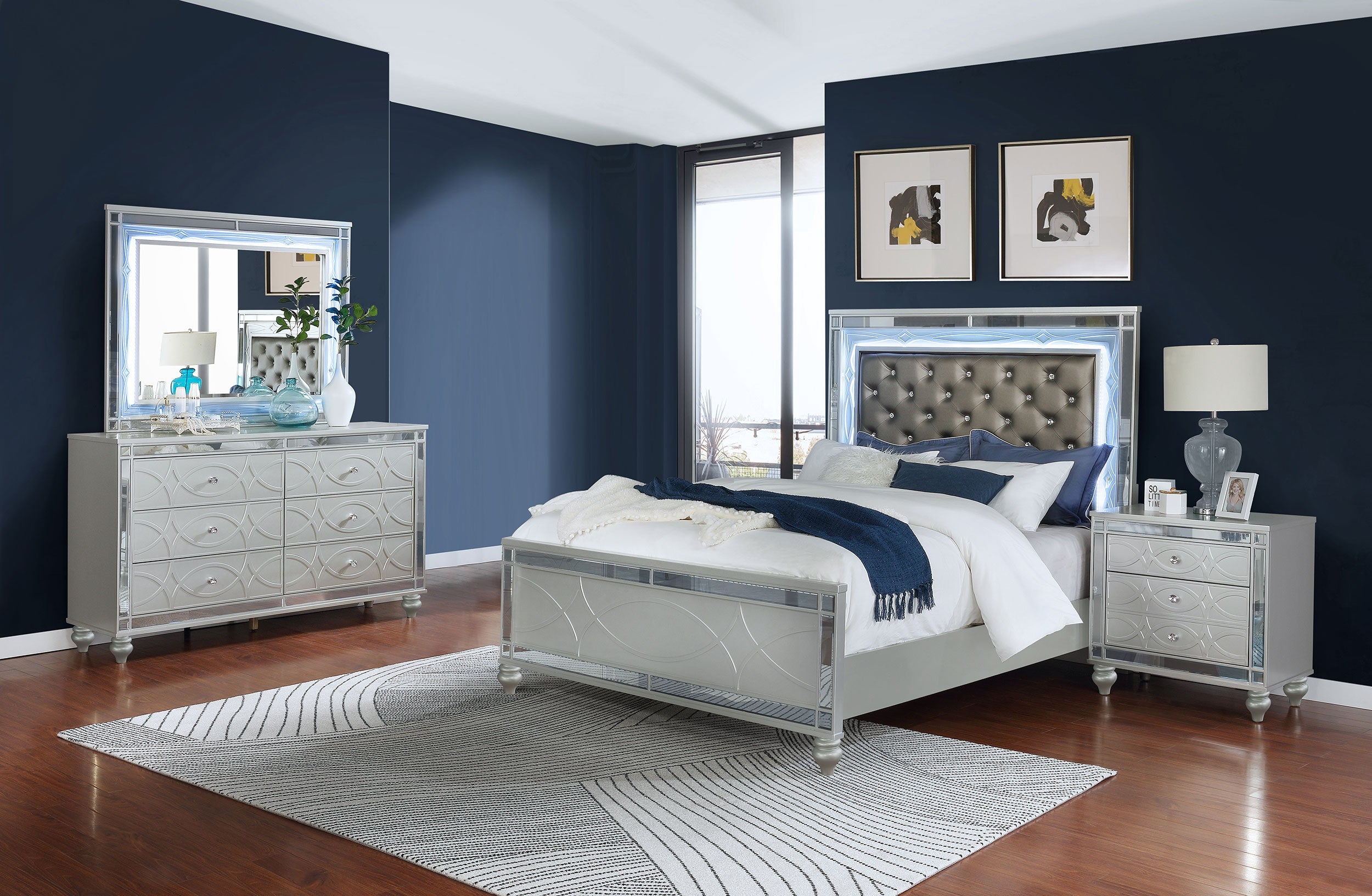 Gunnison Bedroom Set Silver Metallic