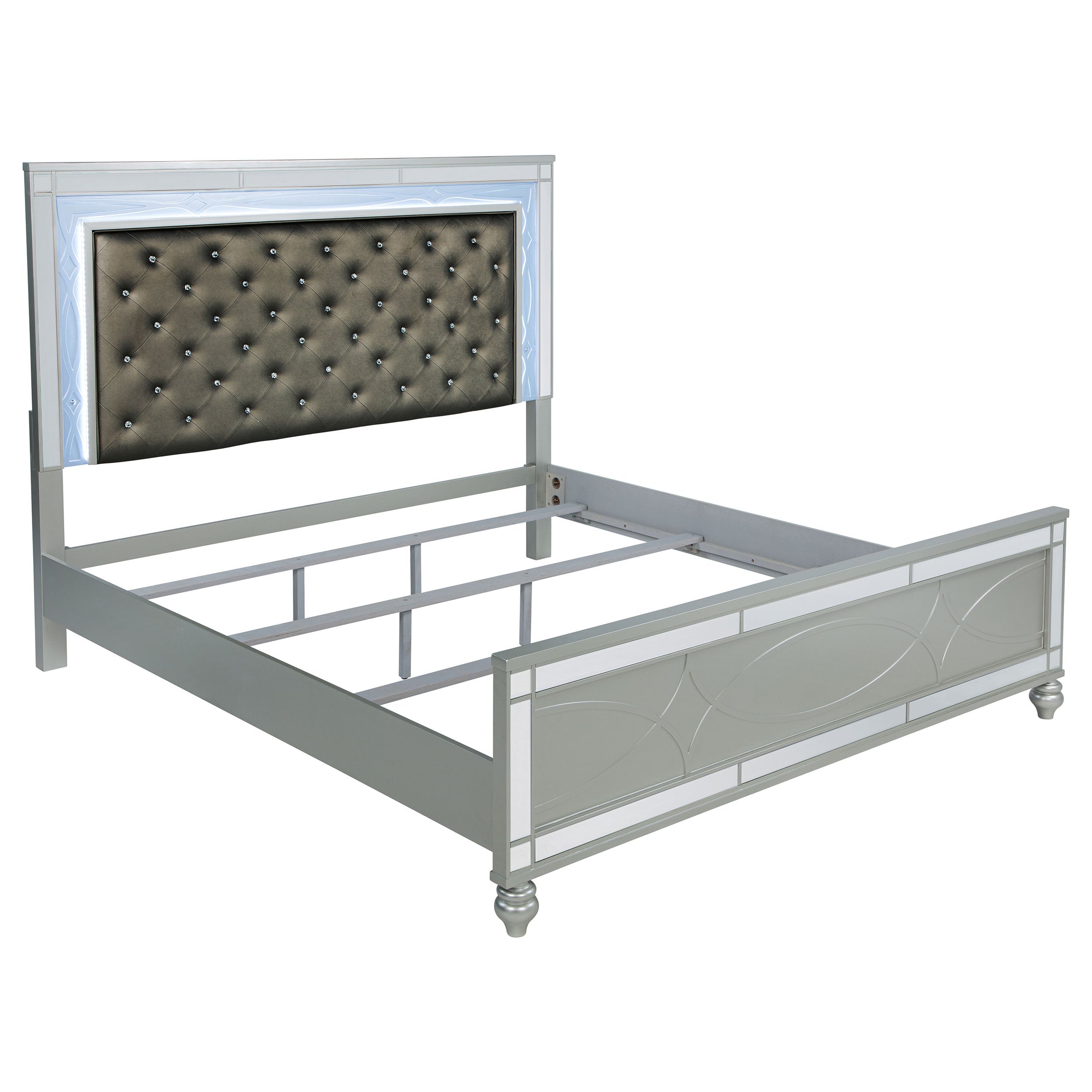 Gunnison Wood LED Panel Bed Silver Metallic