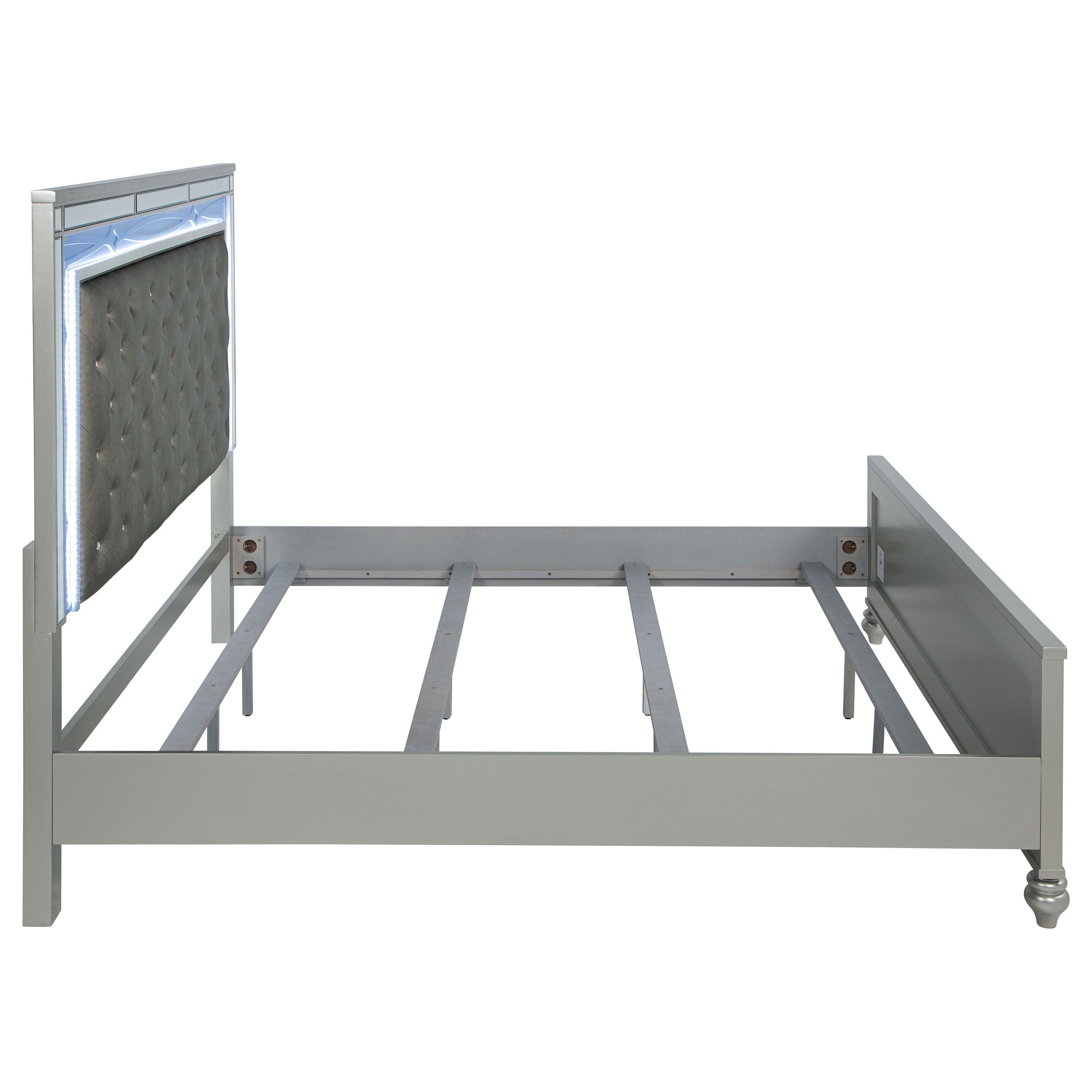 Gunnison Wood LED Panel Bed Silver Metallic