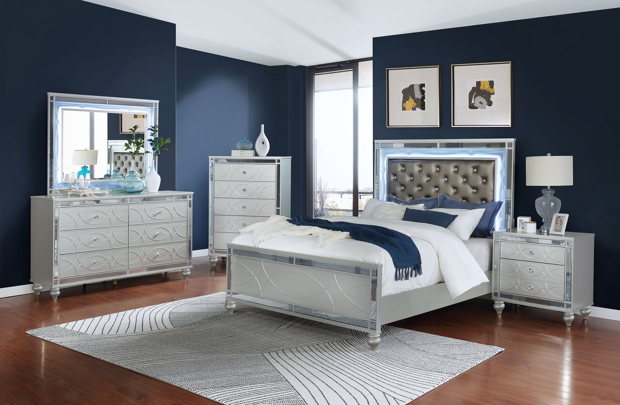 Gunnison Bedroom Set Silver Metallic
