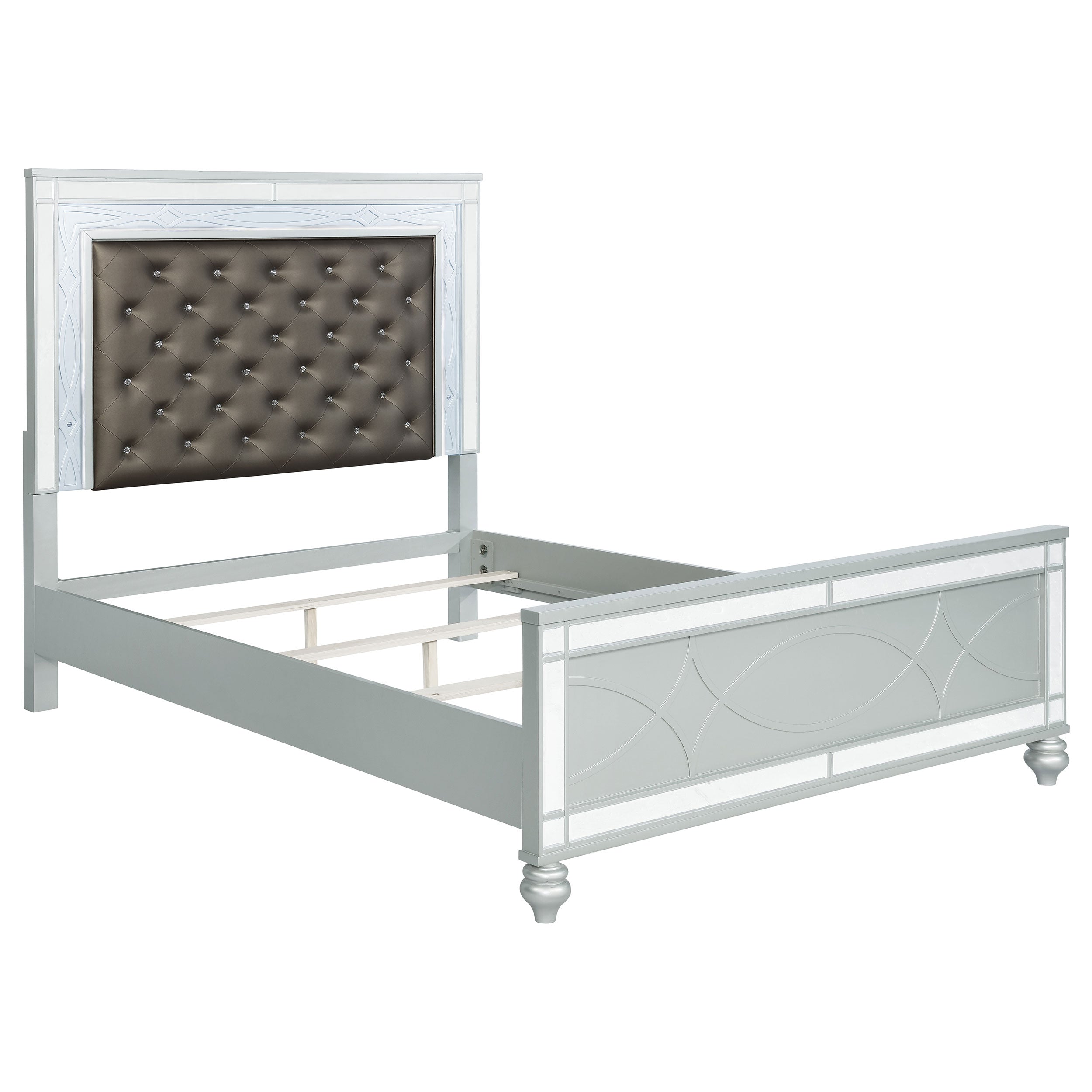 Gunnison Wood LED Panel Bed Silver Metallic
