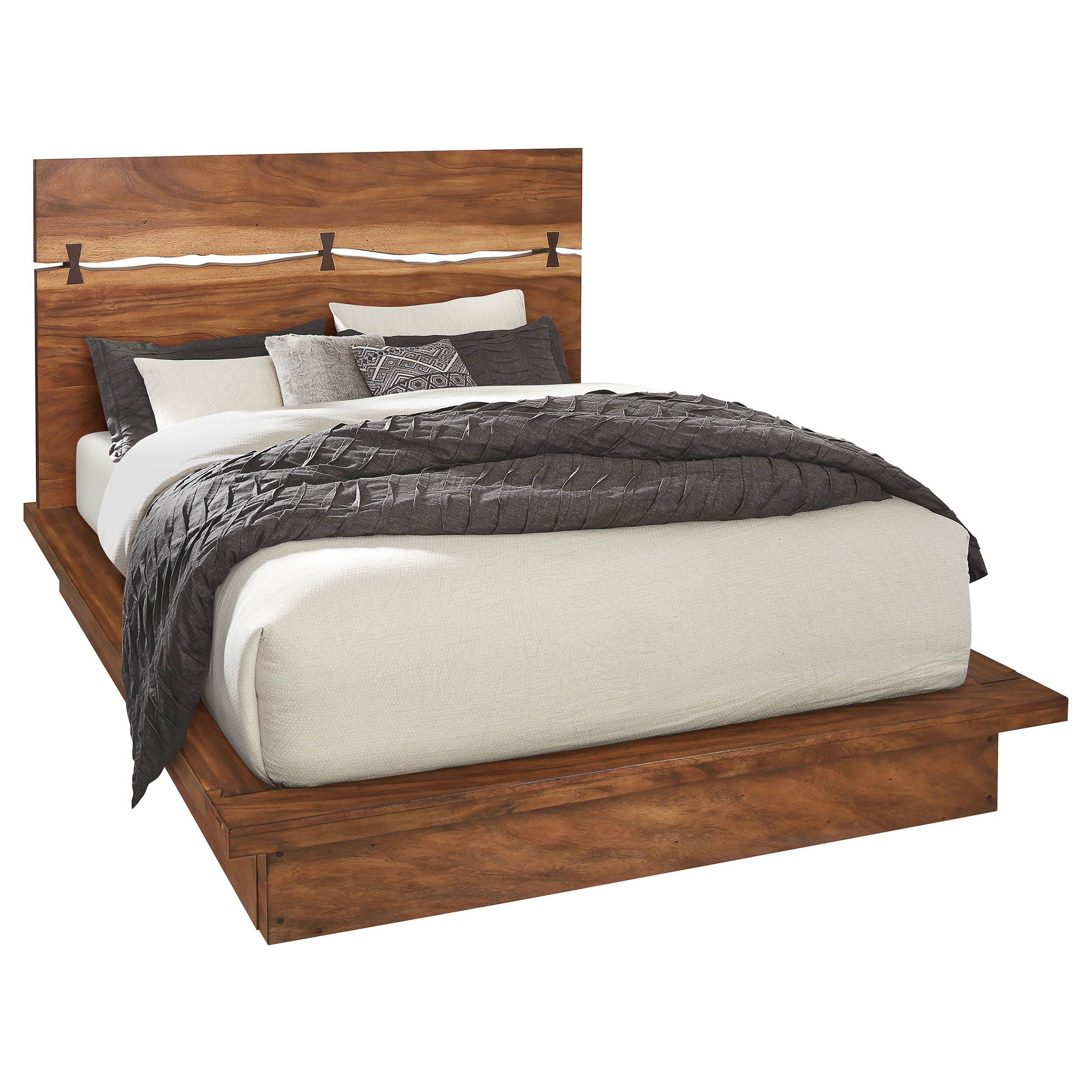 Winslow Wood  Panel Bed Smokey Walnut