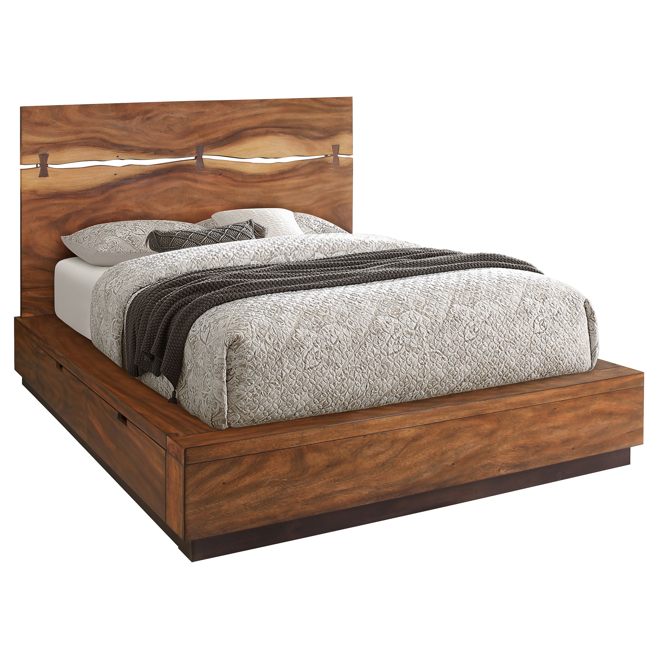 Winslow Wood  Panel Bed Smokey Walnut