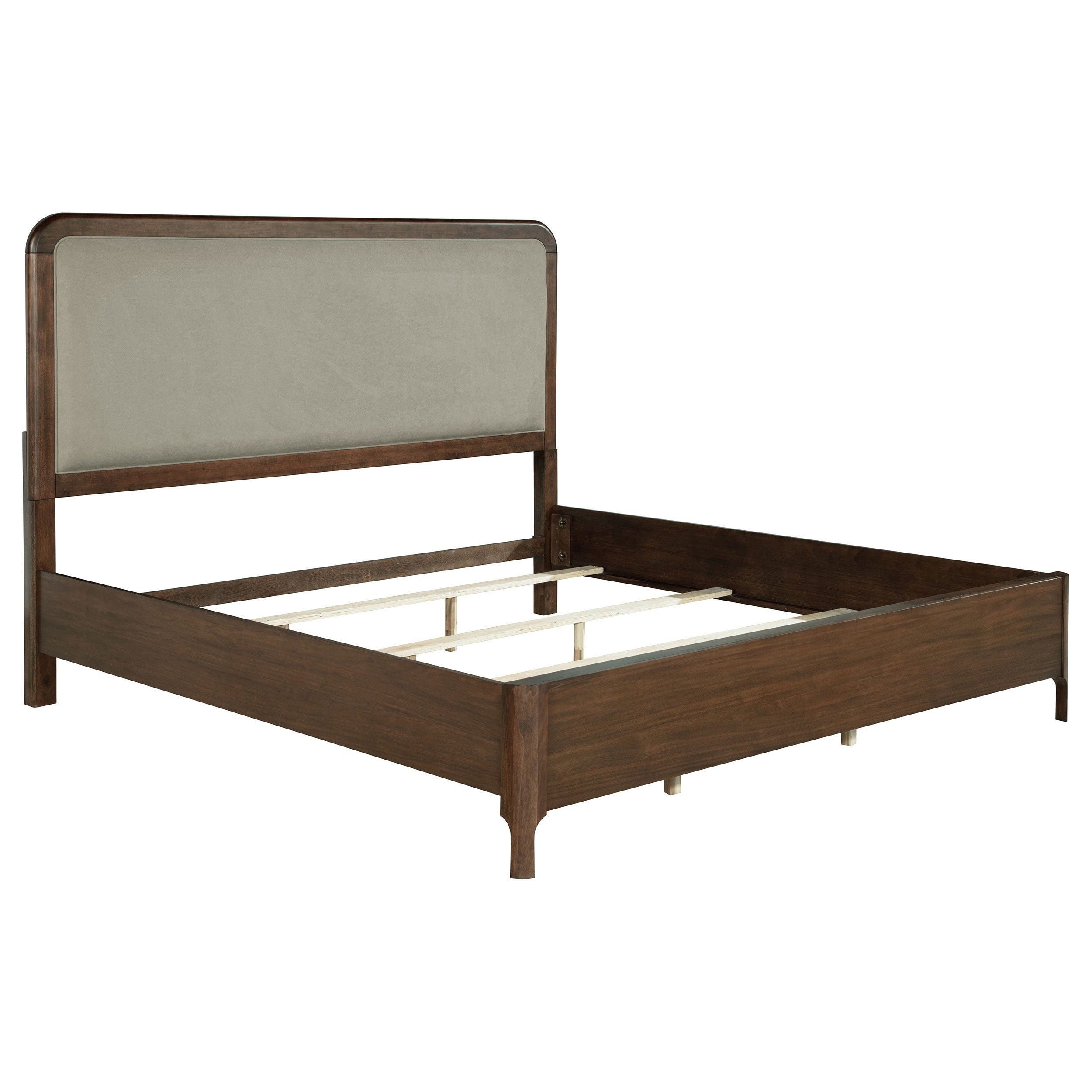 Maderia 57-inch Upholstered Panel Bed Walnut