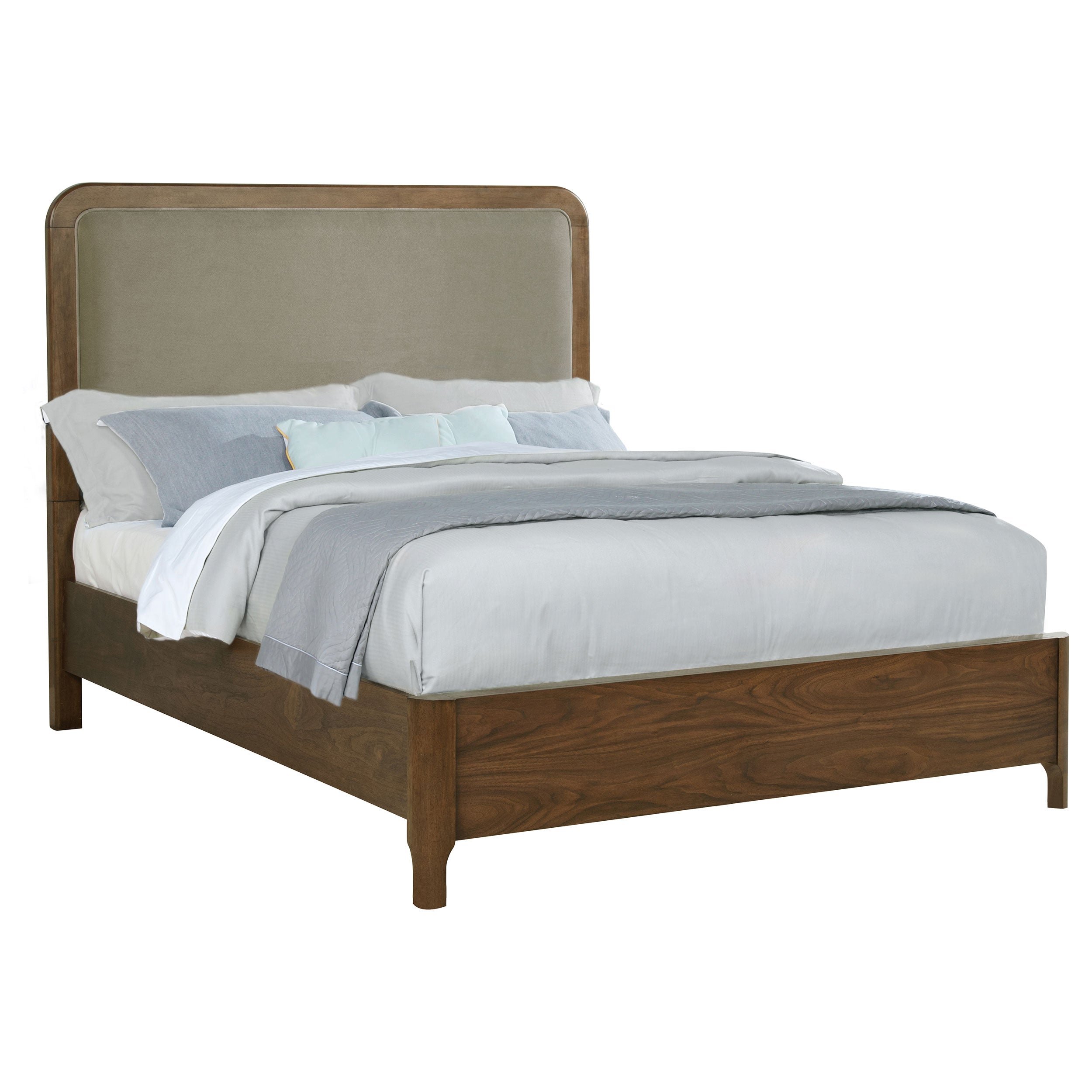 Maderia 57-inch Upholstered Panel Bed Walnut