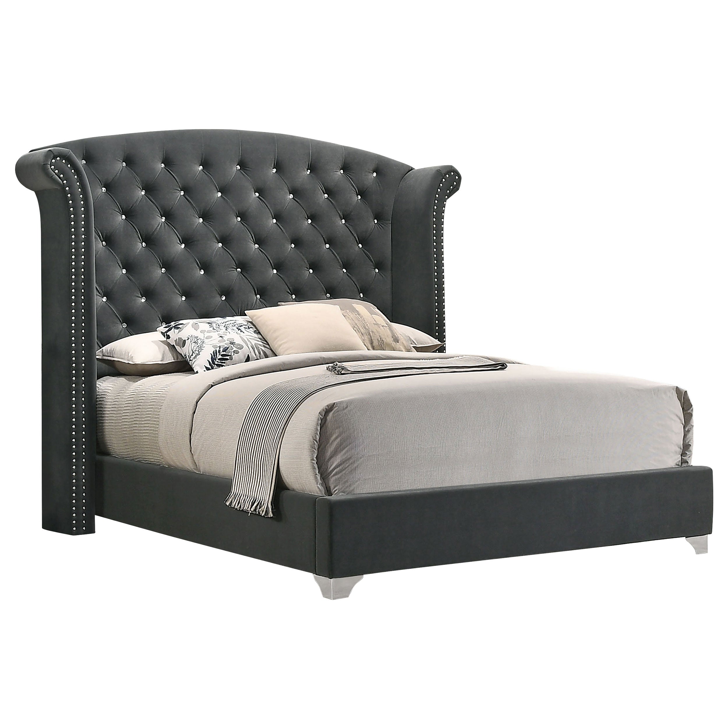 Melody Upholstered Wingback Bed Grey