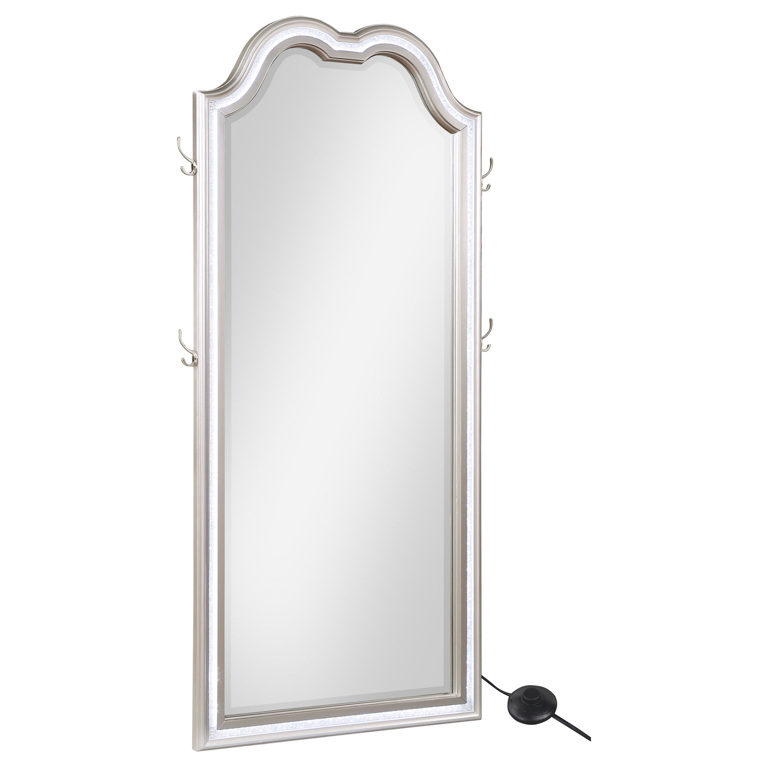 Evangeline  Length LED Light Floor Mirror Silver Oak