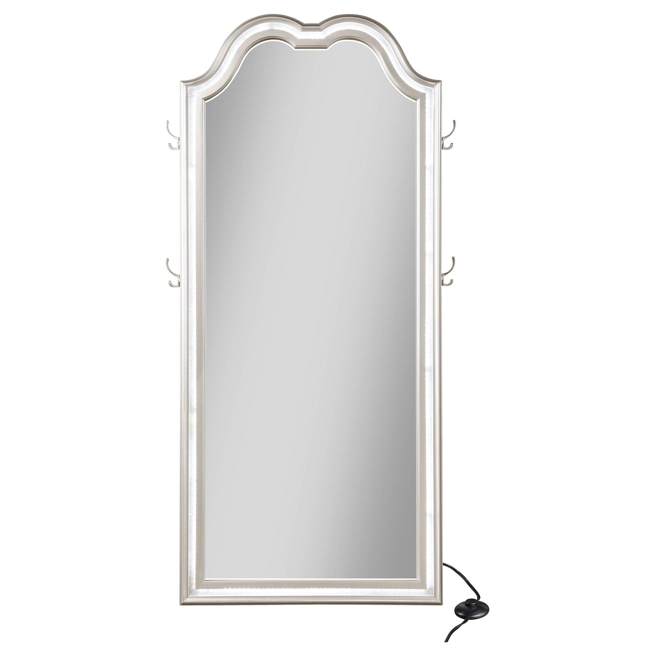 Evangeline  Length LED Light Floor Mirror Silver Oak
