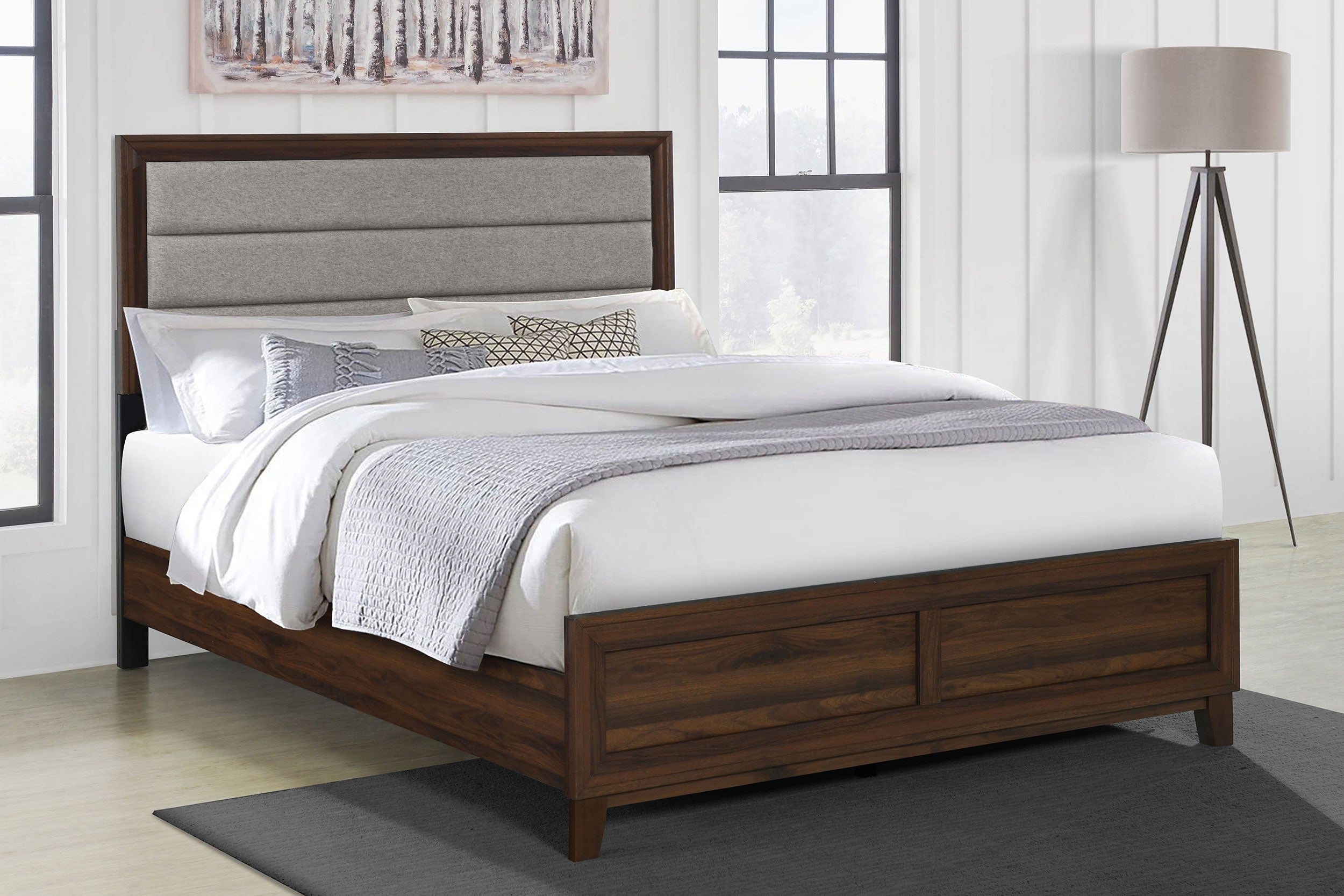 Welsley 50-inch Upholstered Bed Walnut