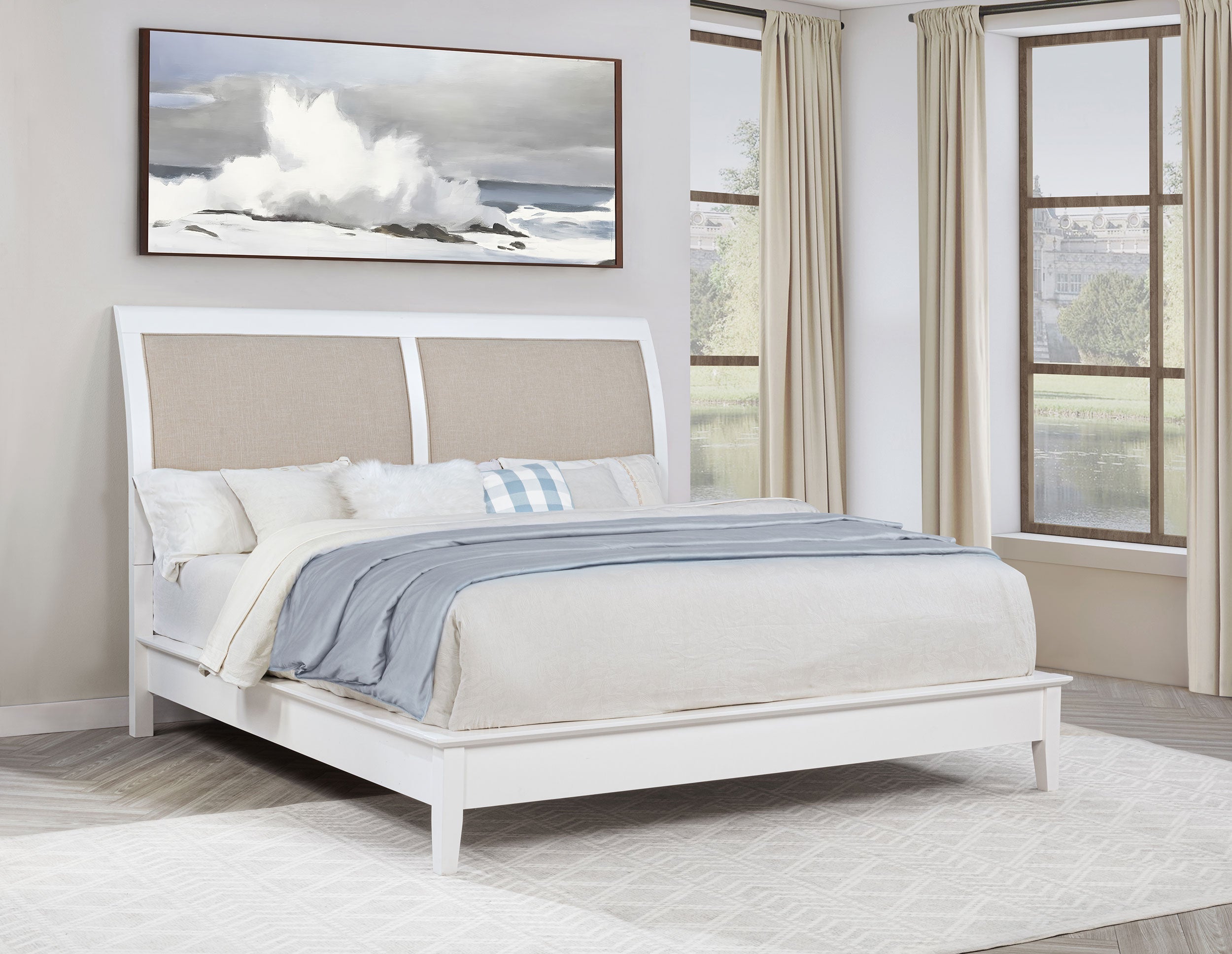 Bexhill 56-inch Upholstered California King Panel Bed White