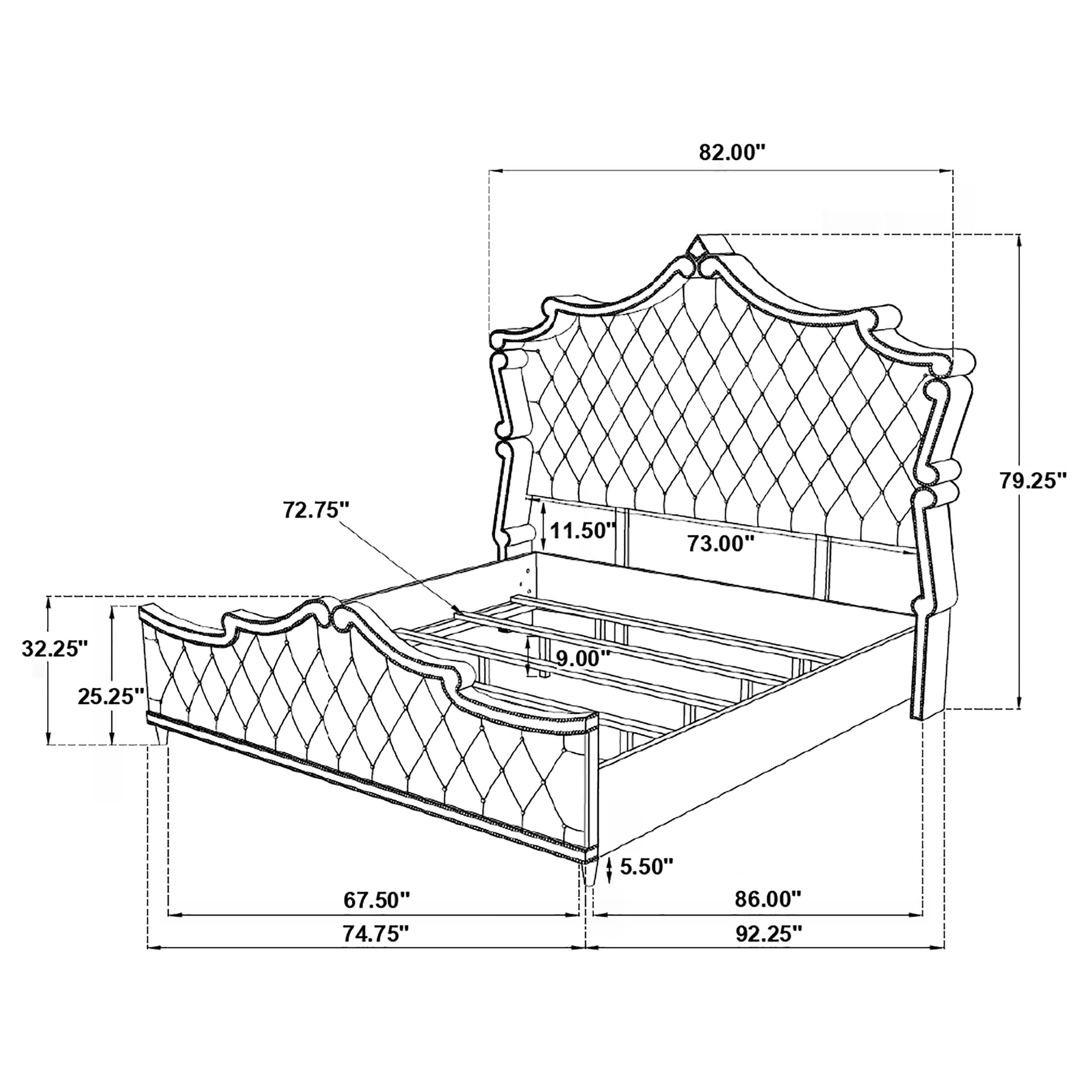 Antonella Upholstered Panel Bed Ivory