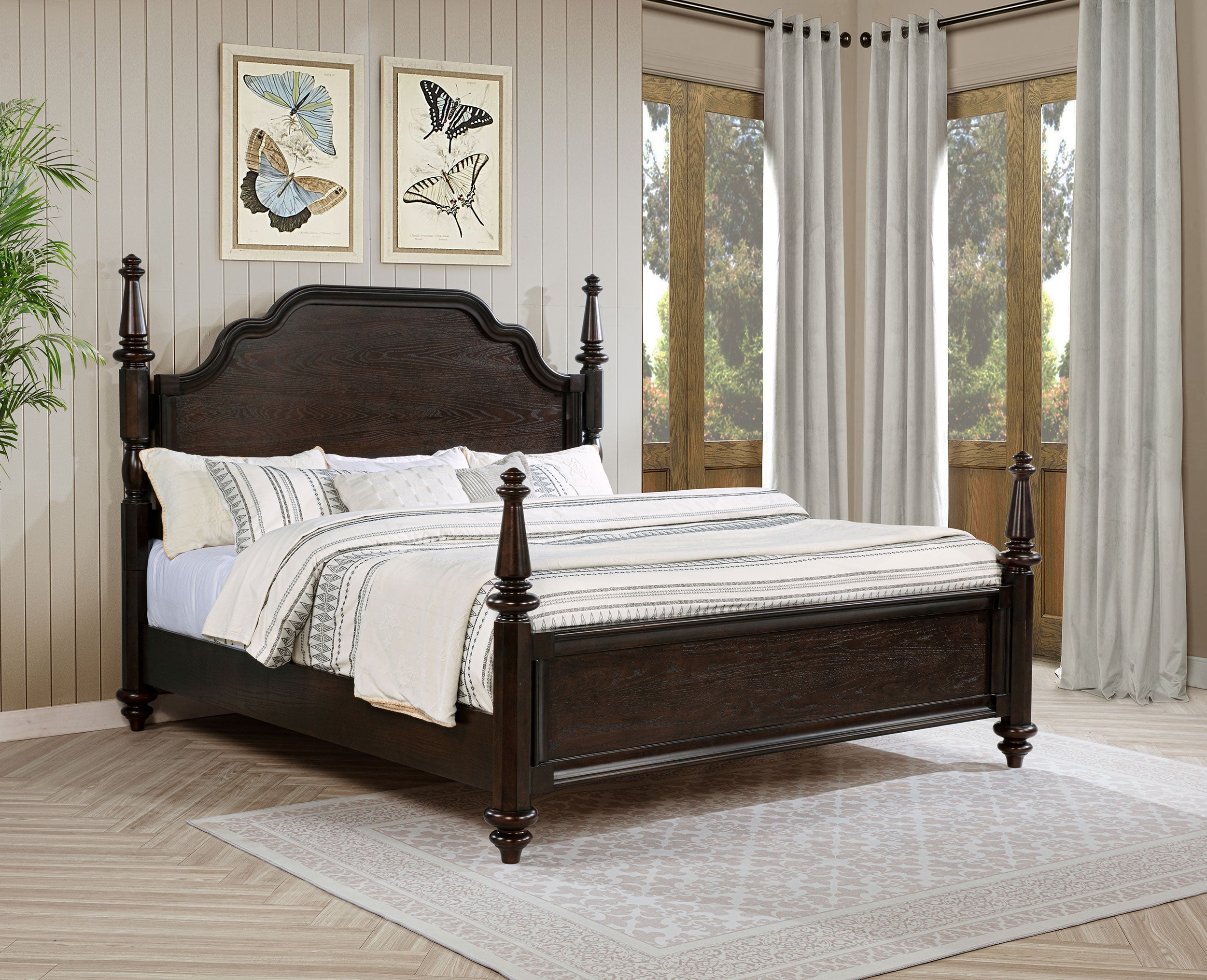 Andover 63-inch Four Poster Bed Dark Oak