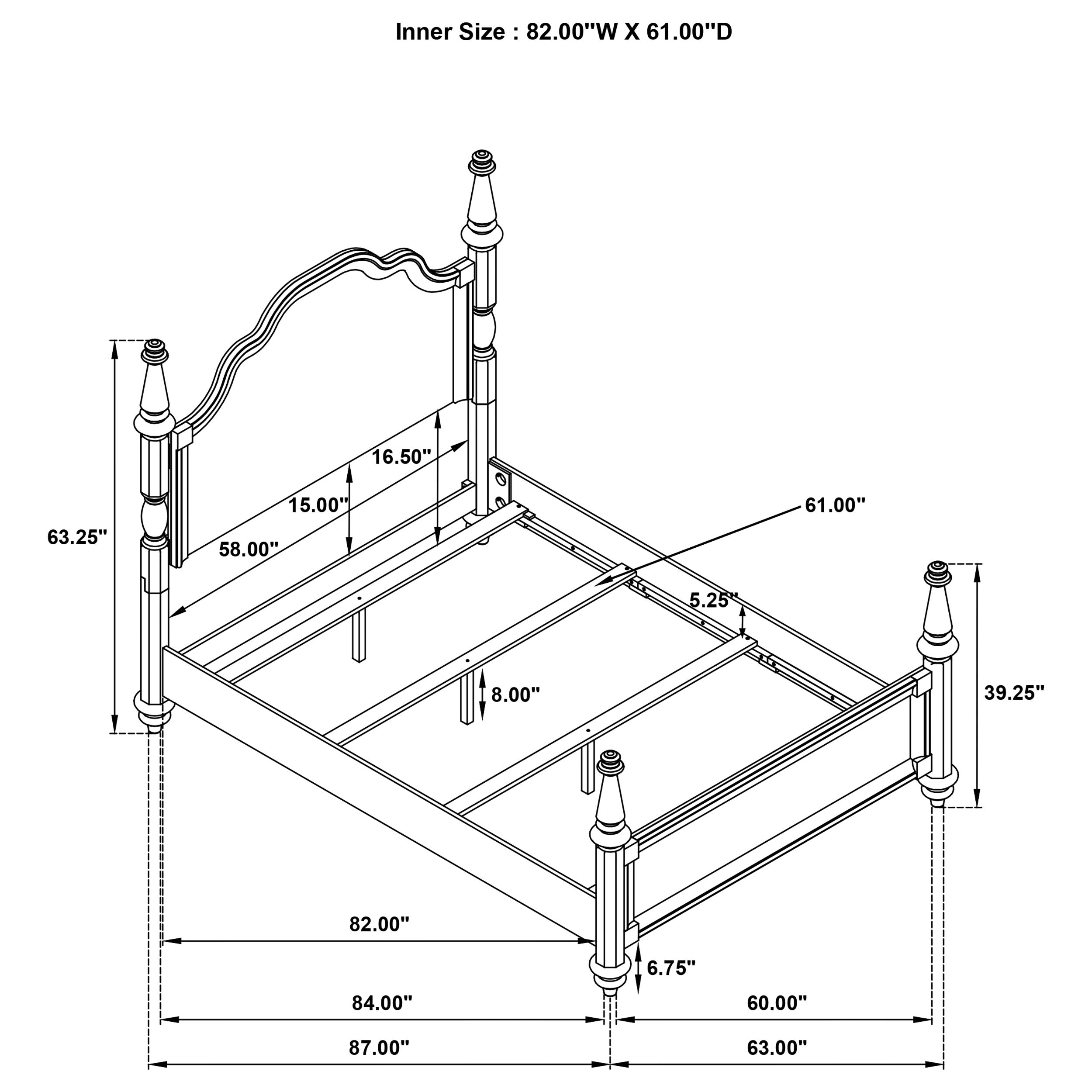 Andover 63-inch Four Poster Bed Dark Oak