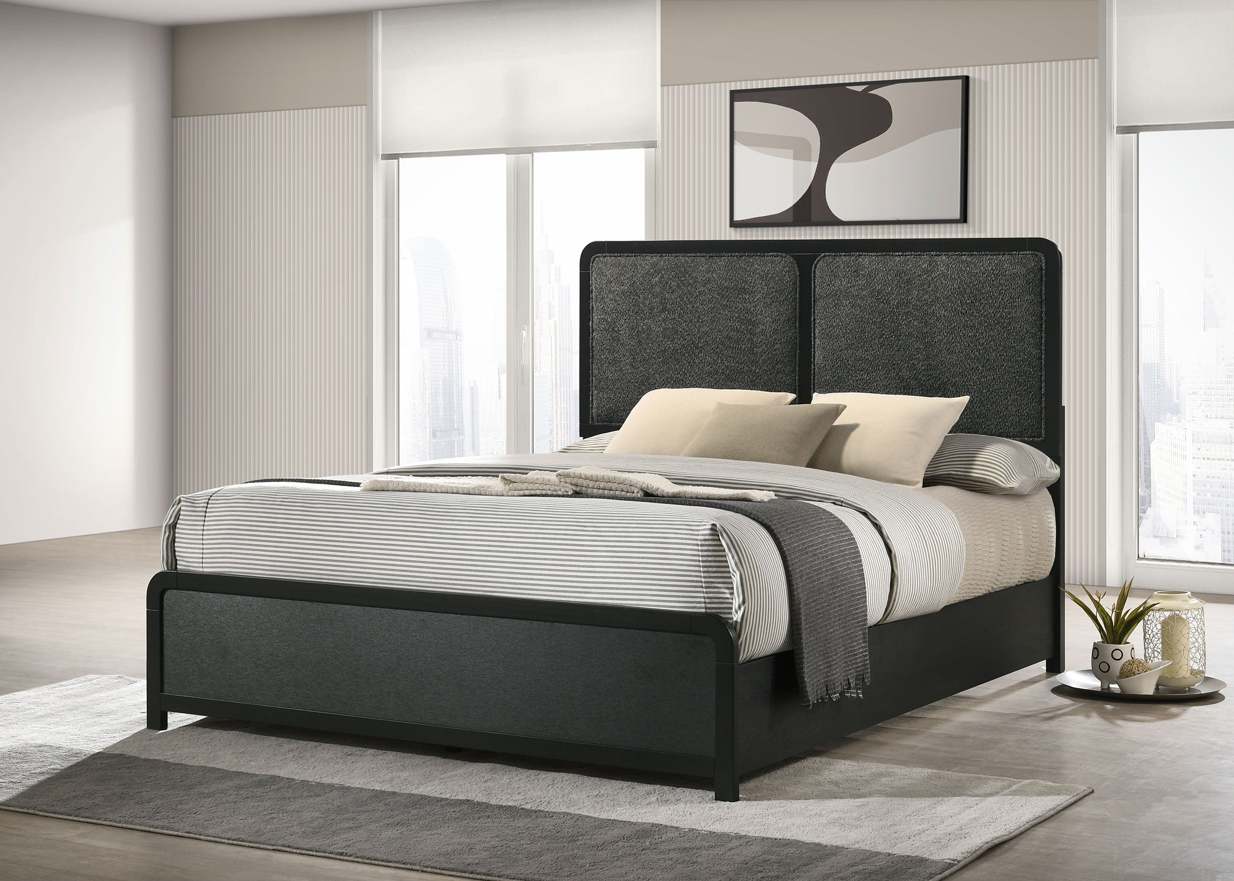 Cavelle 51-inch Upholstered  Bed Black