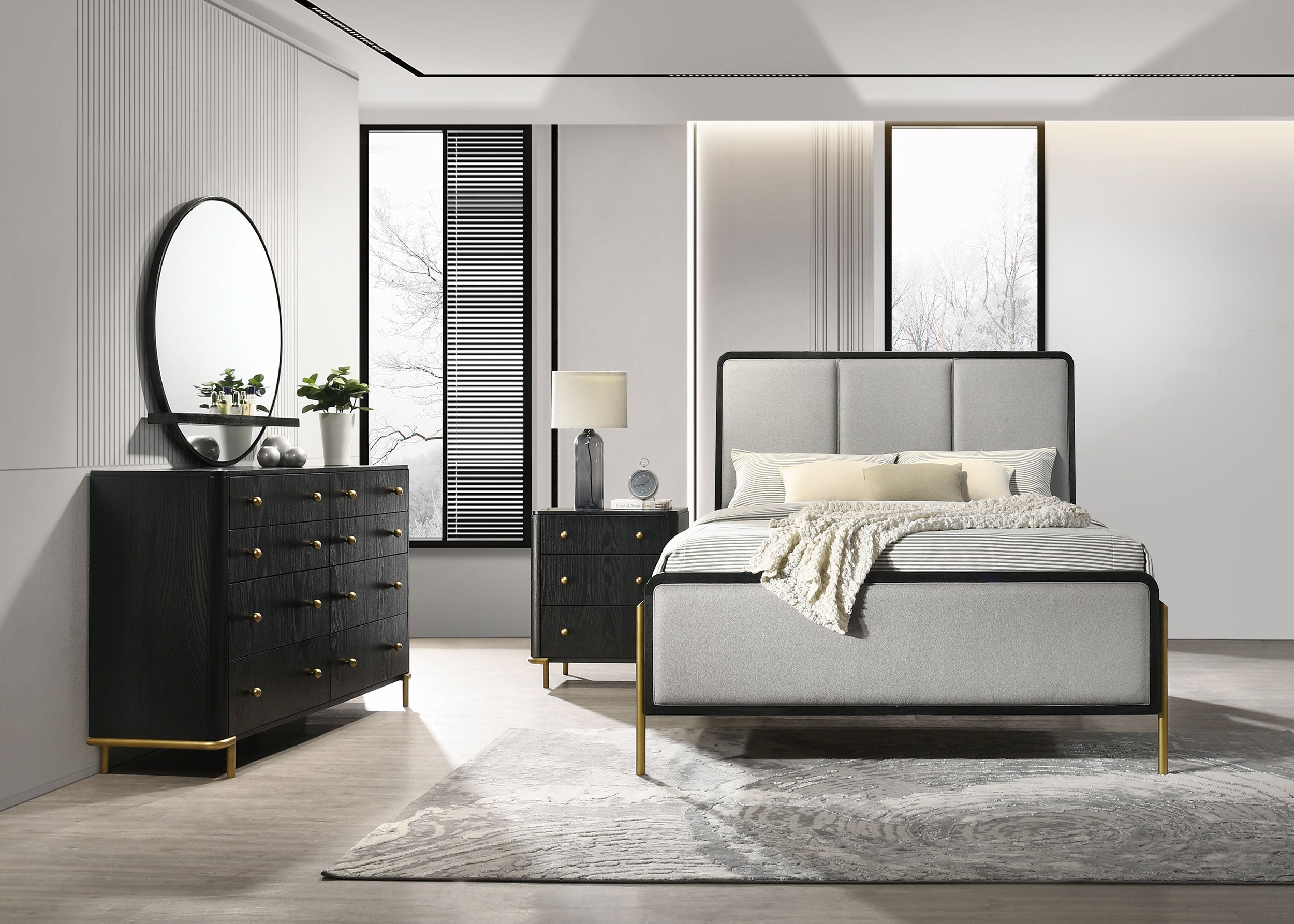 Arini  Bedroom Set Black and Natural