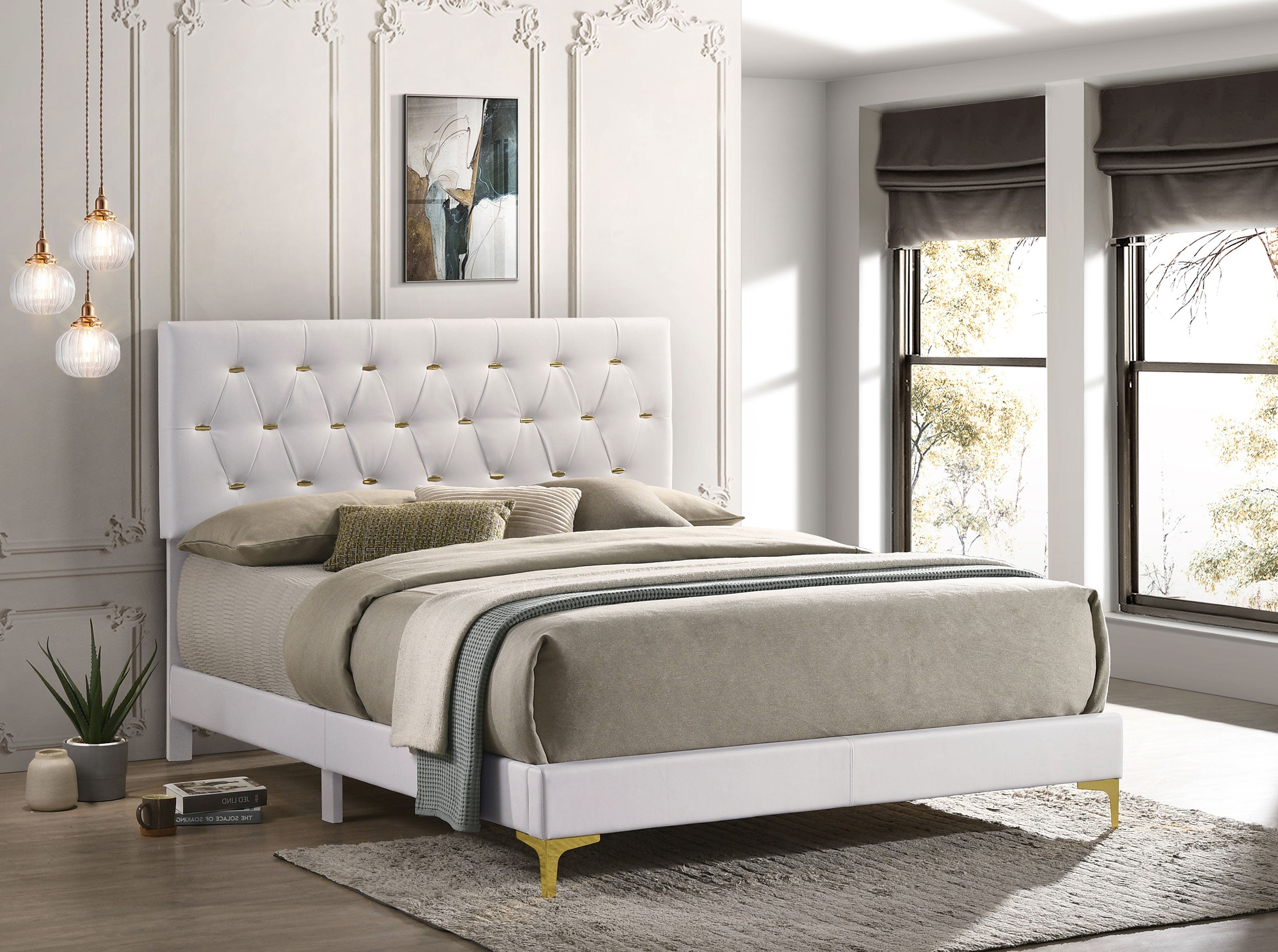 Kendall Upholstered Queen Panel Bed White