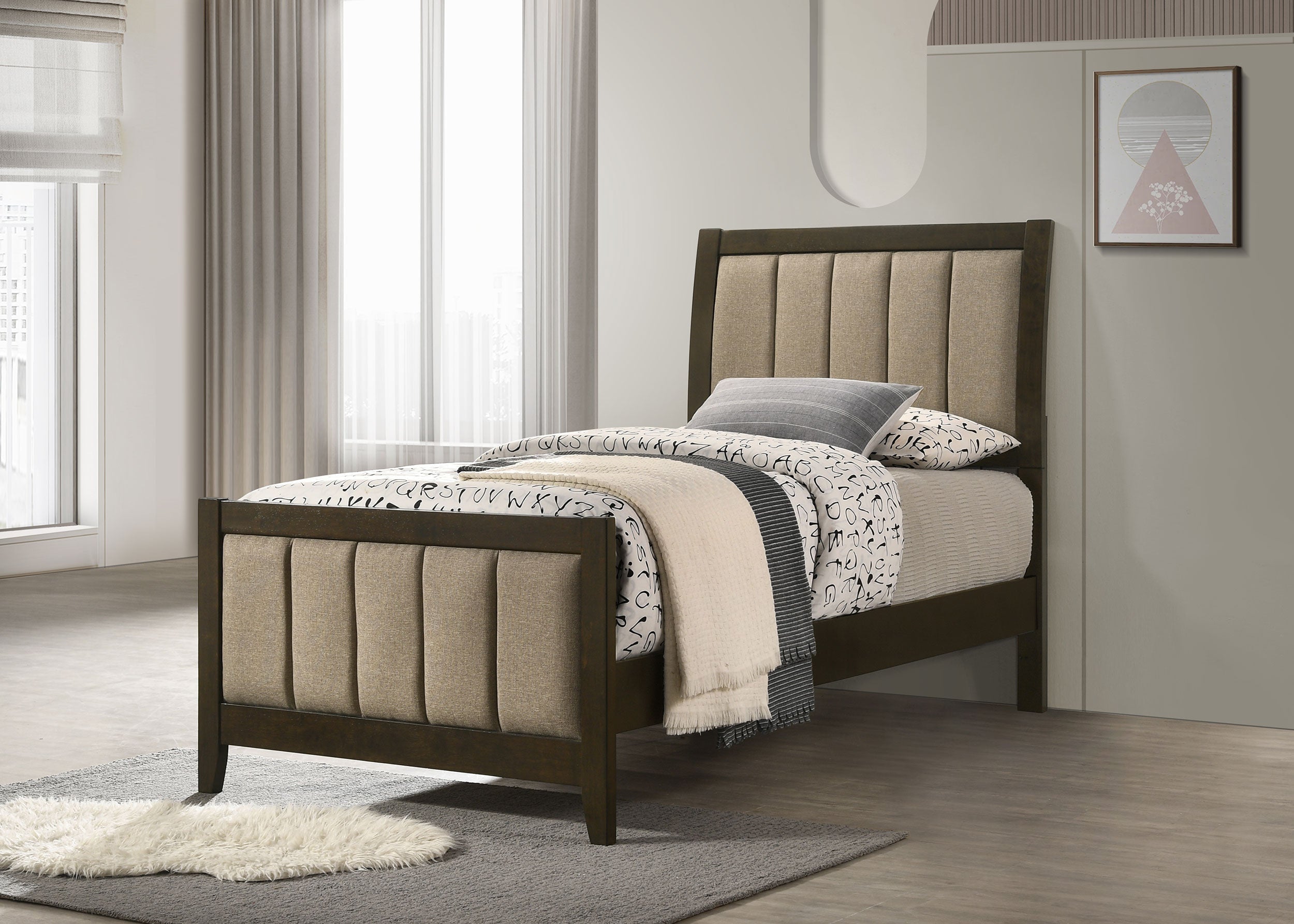 Wilkes 51-inch Upholstered Bed Dark Cocoa
