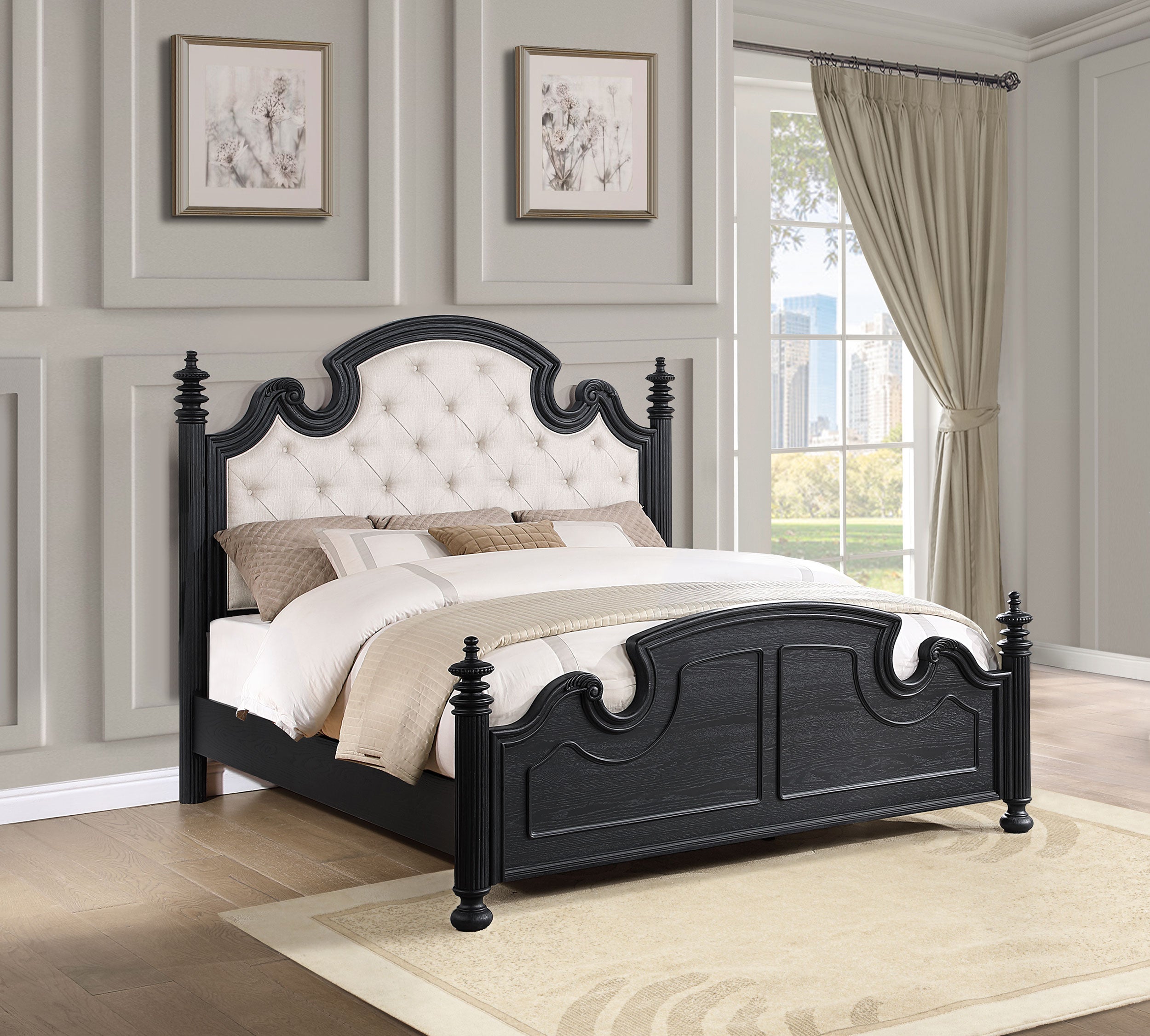 Celina Wood  Poster Bed Black