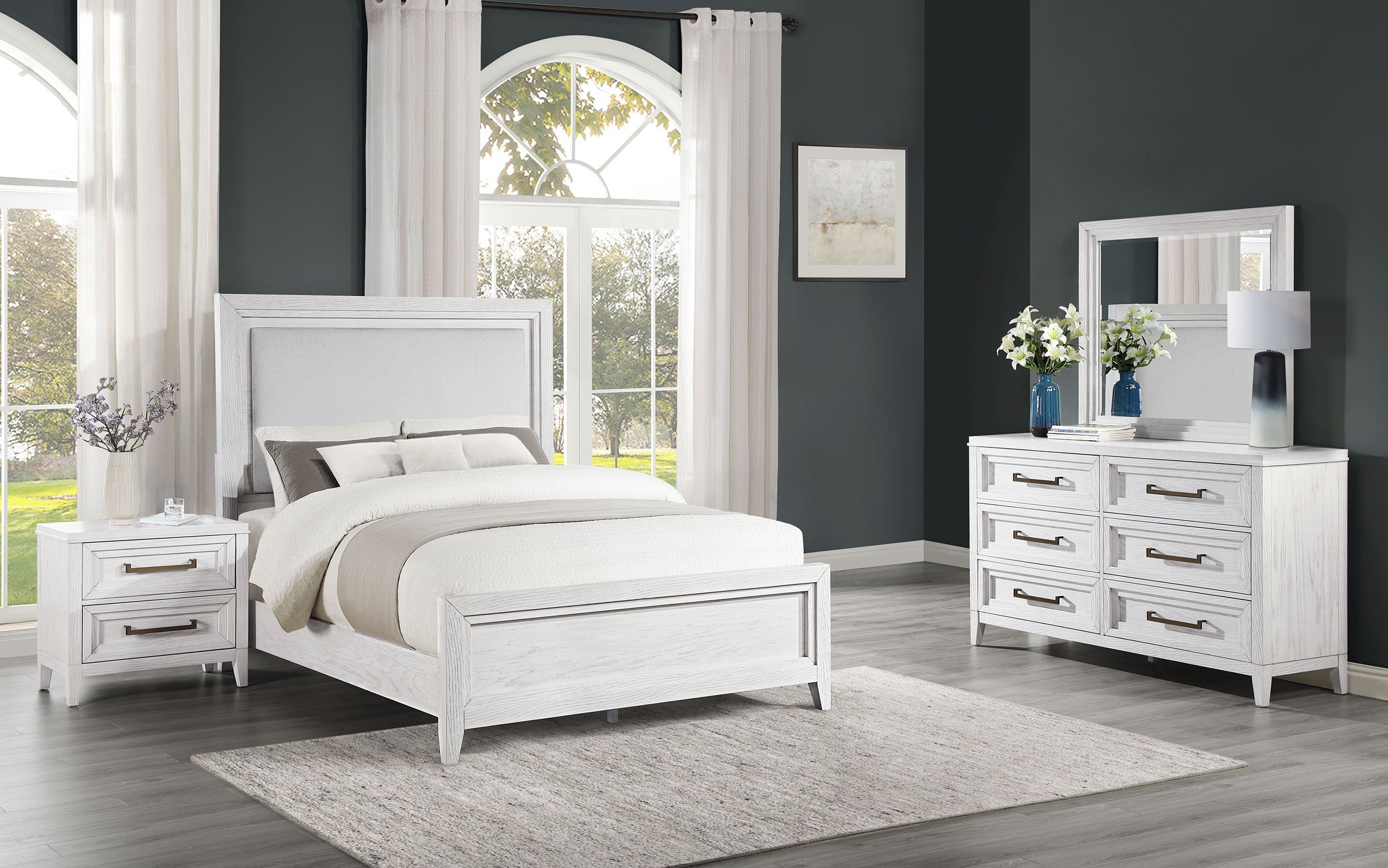 Marielle Bedroom Set Distressed White