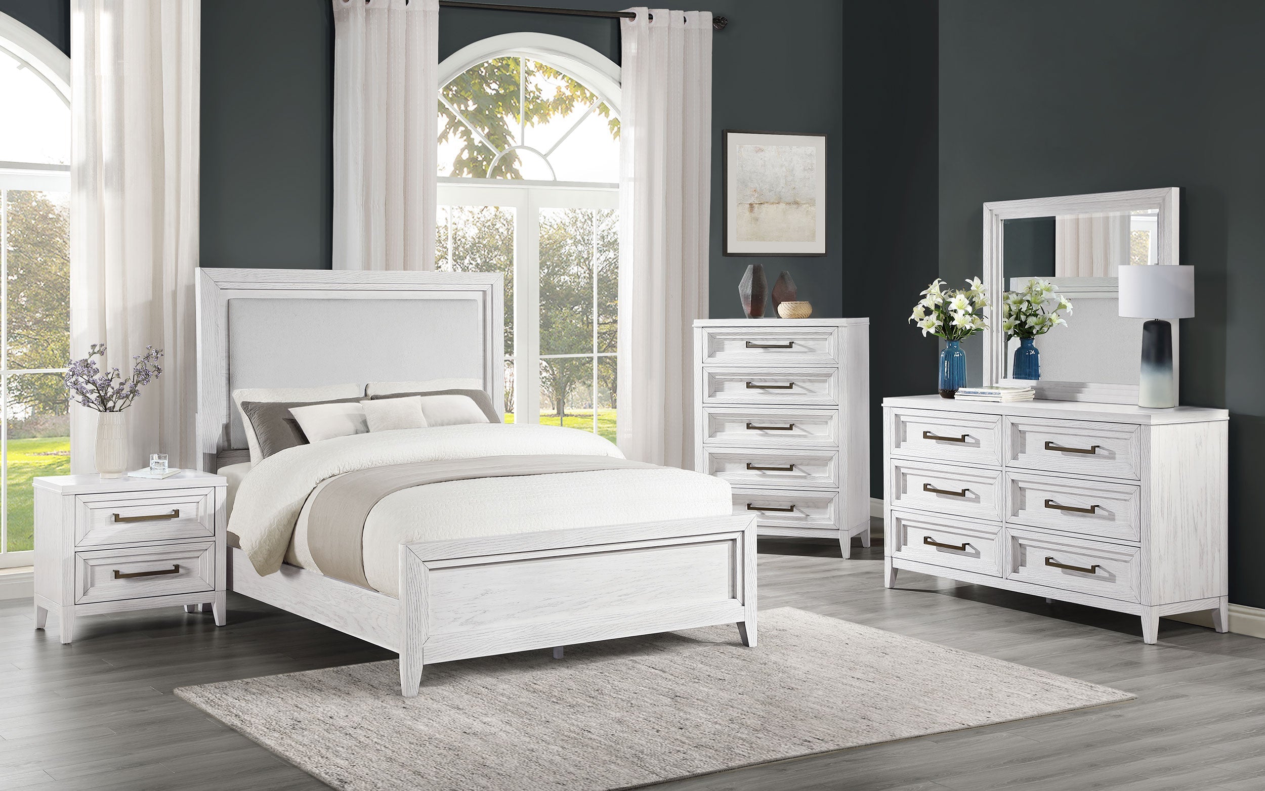 Marielle Bedroom Set Distressed White