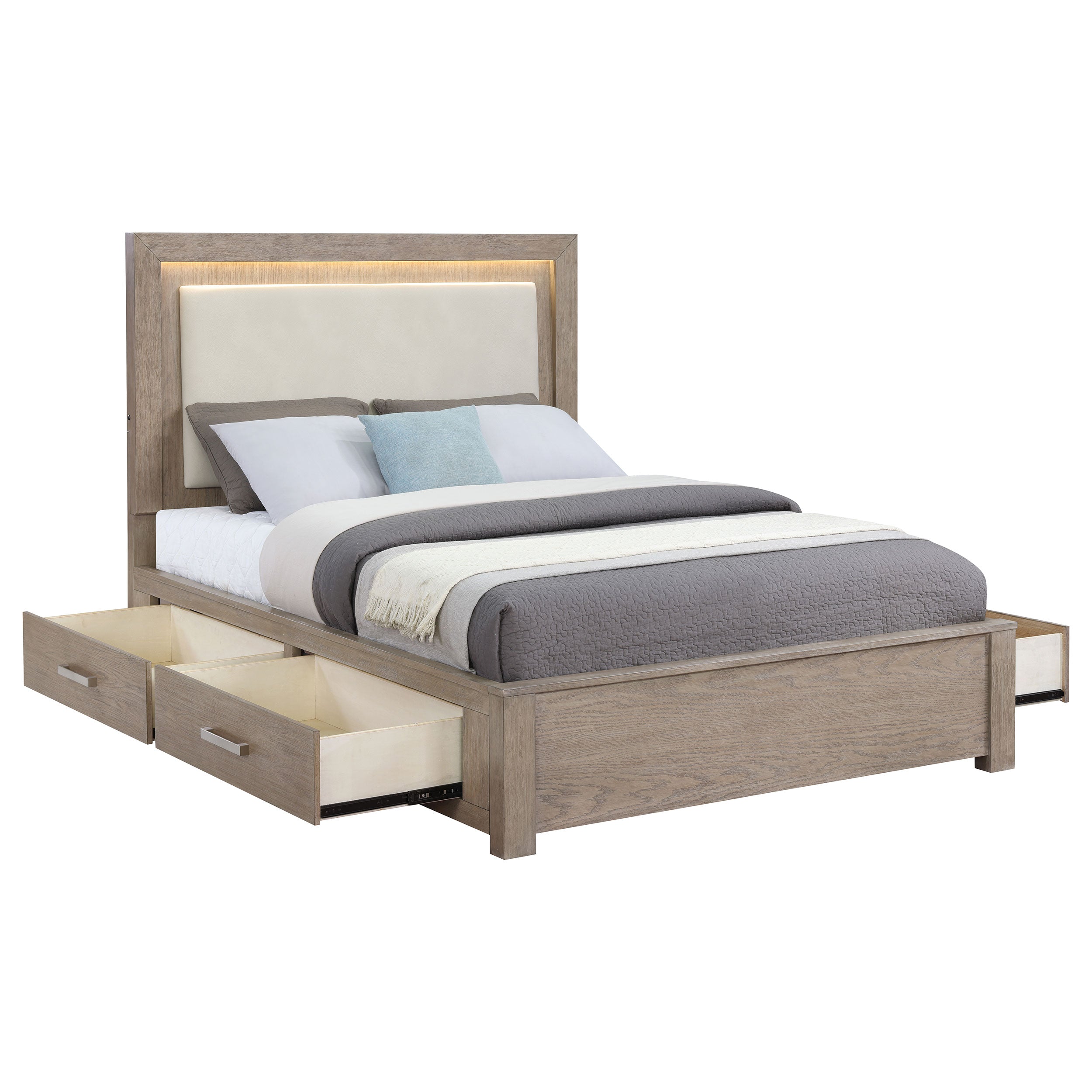 Kenora 56-inch LED Storage Bed Barley Brown