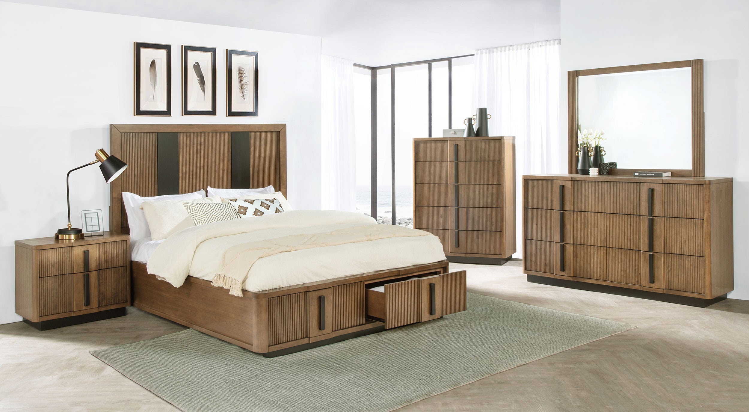 Terrace 2-drawer Storage Bed Ash Brown