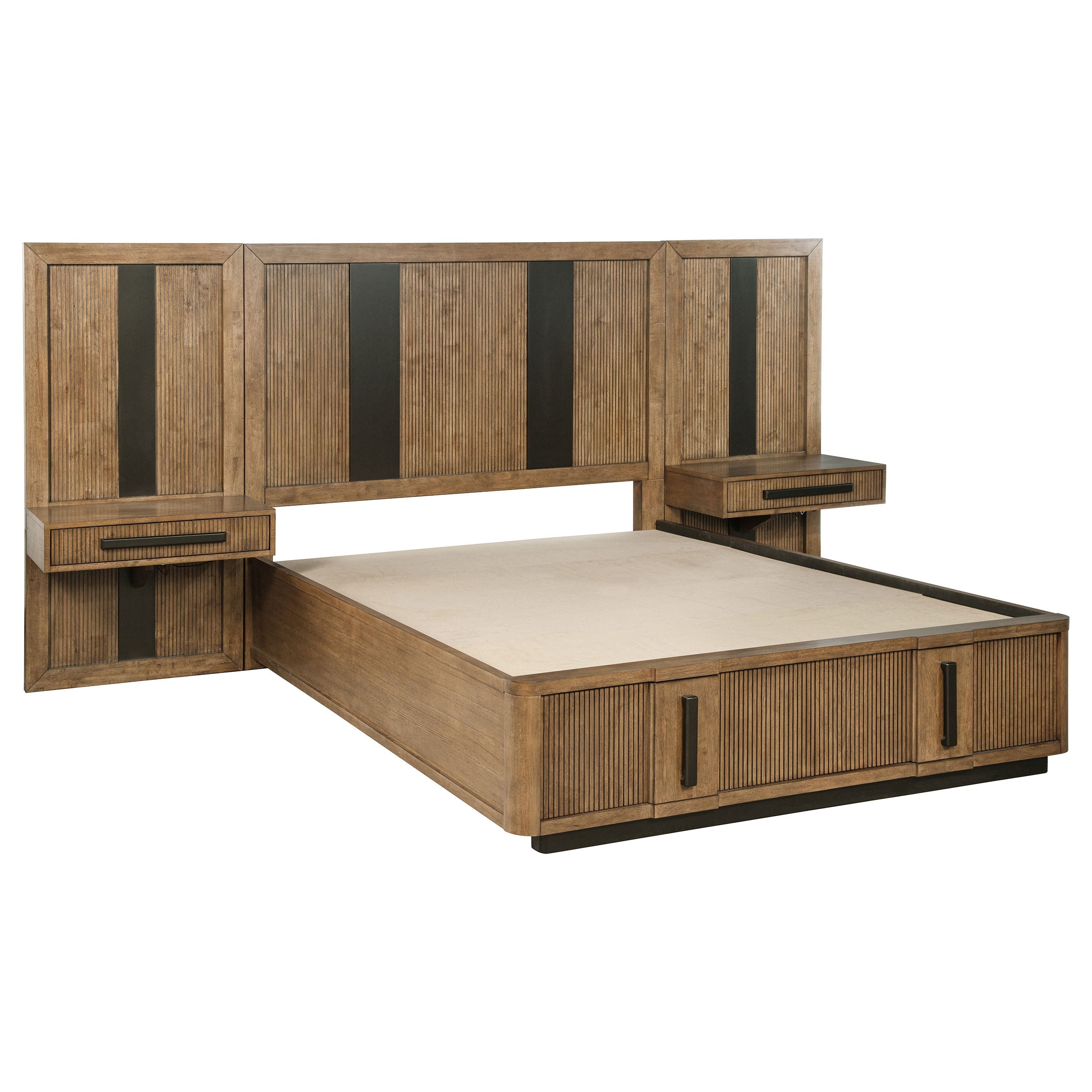 Terrace  Wall Panel Storage Bed Ash Brown