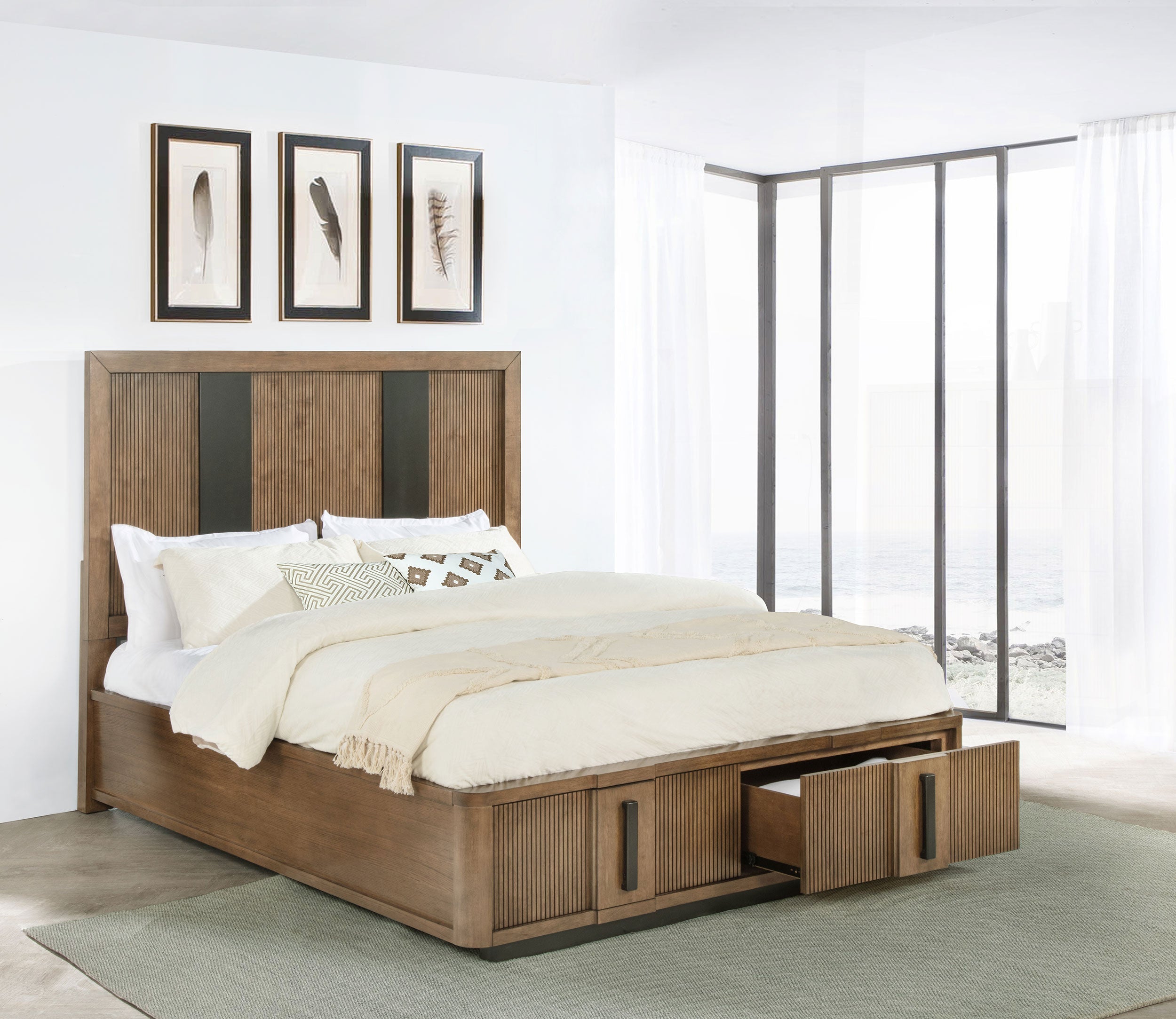 Terrace 2-drawer Storage Bed Ash Brown