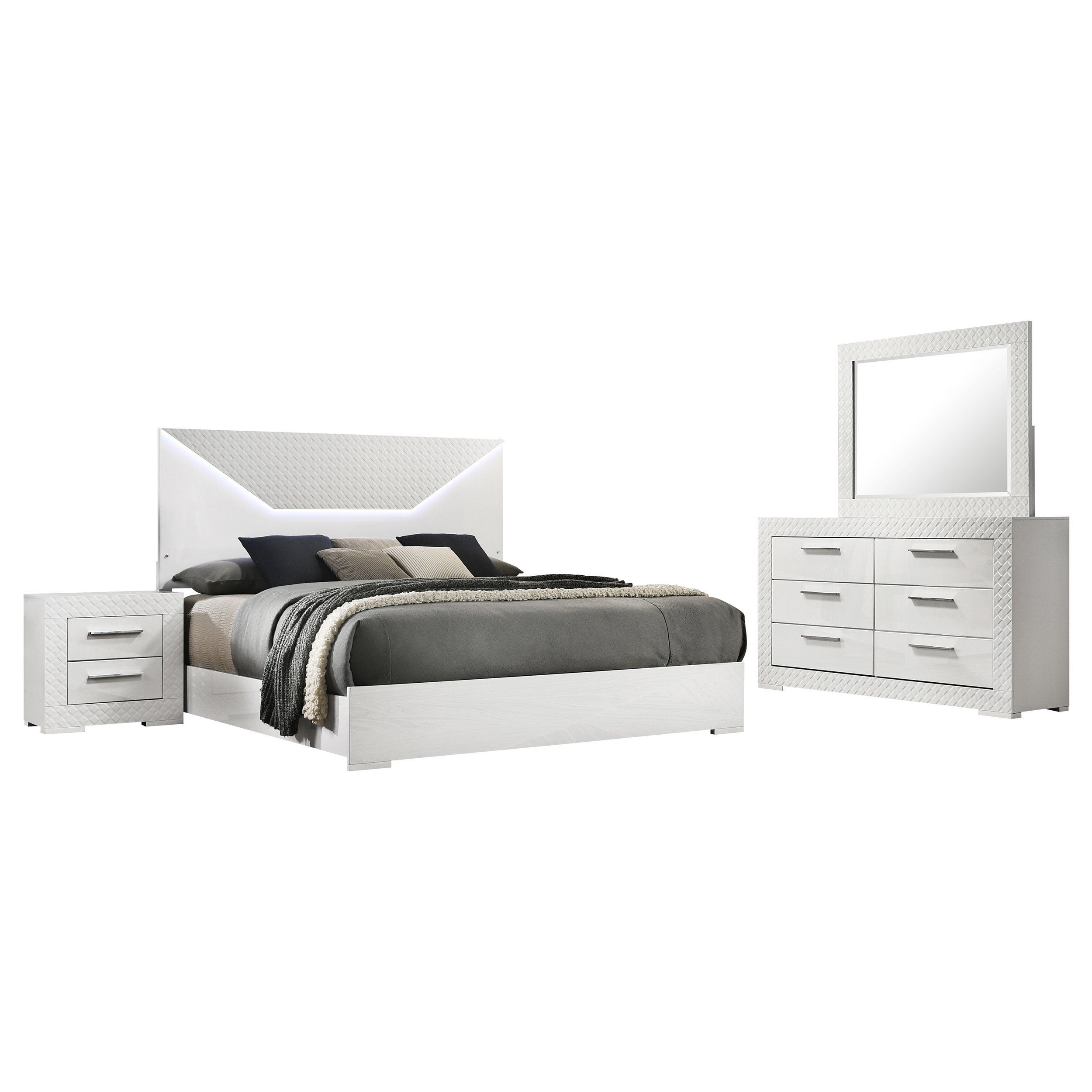 Ives   Bedroom Set Grey High Gloss