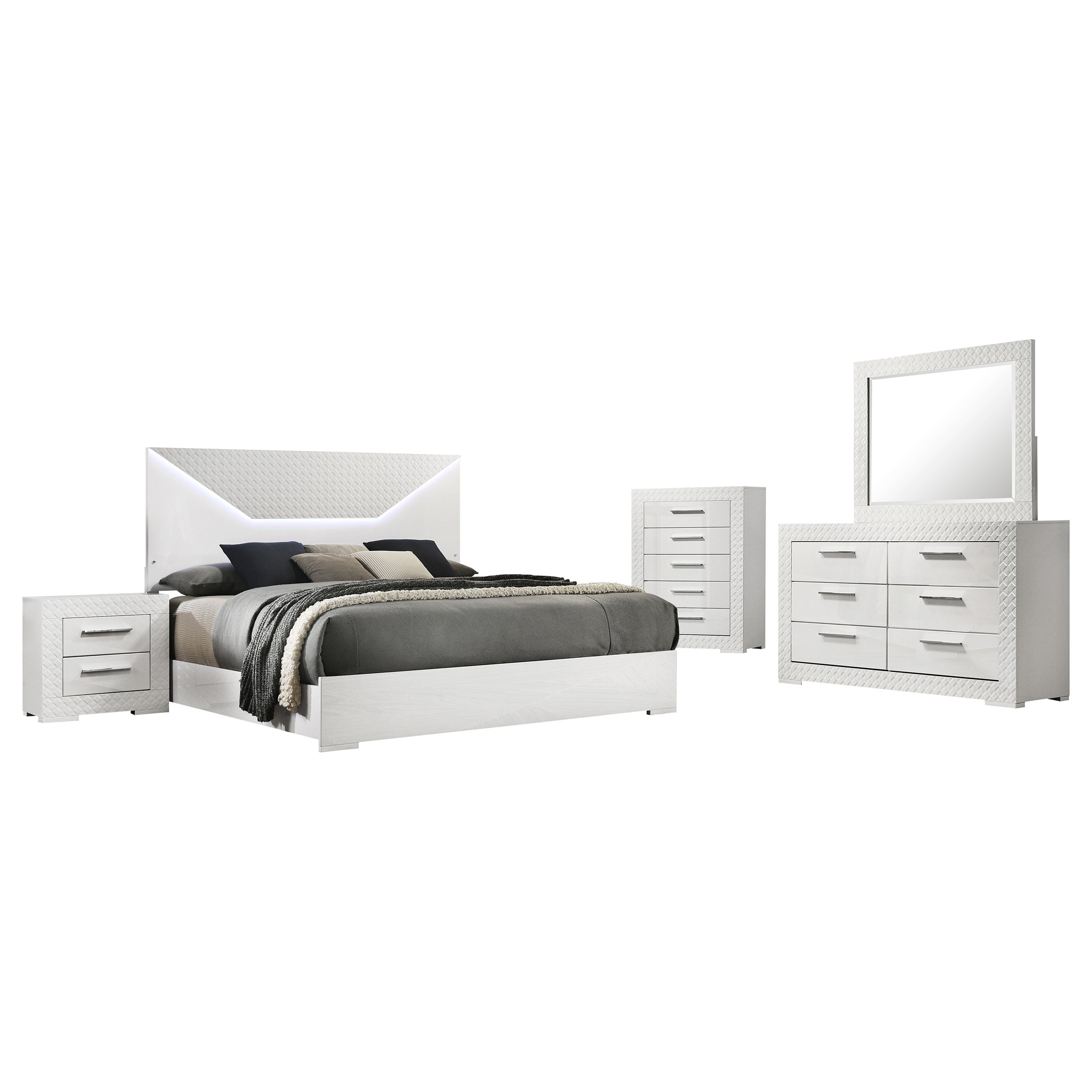 Ives   Bedroom Set Grey High Gloss