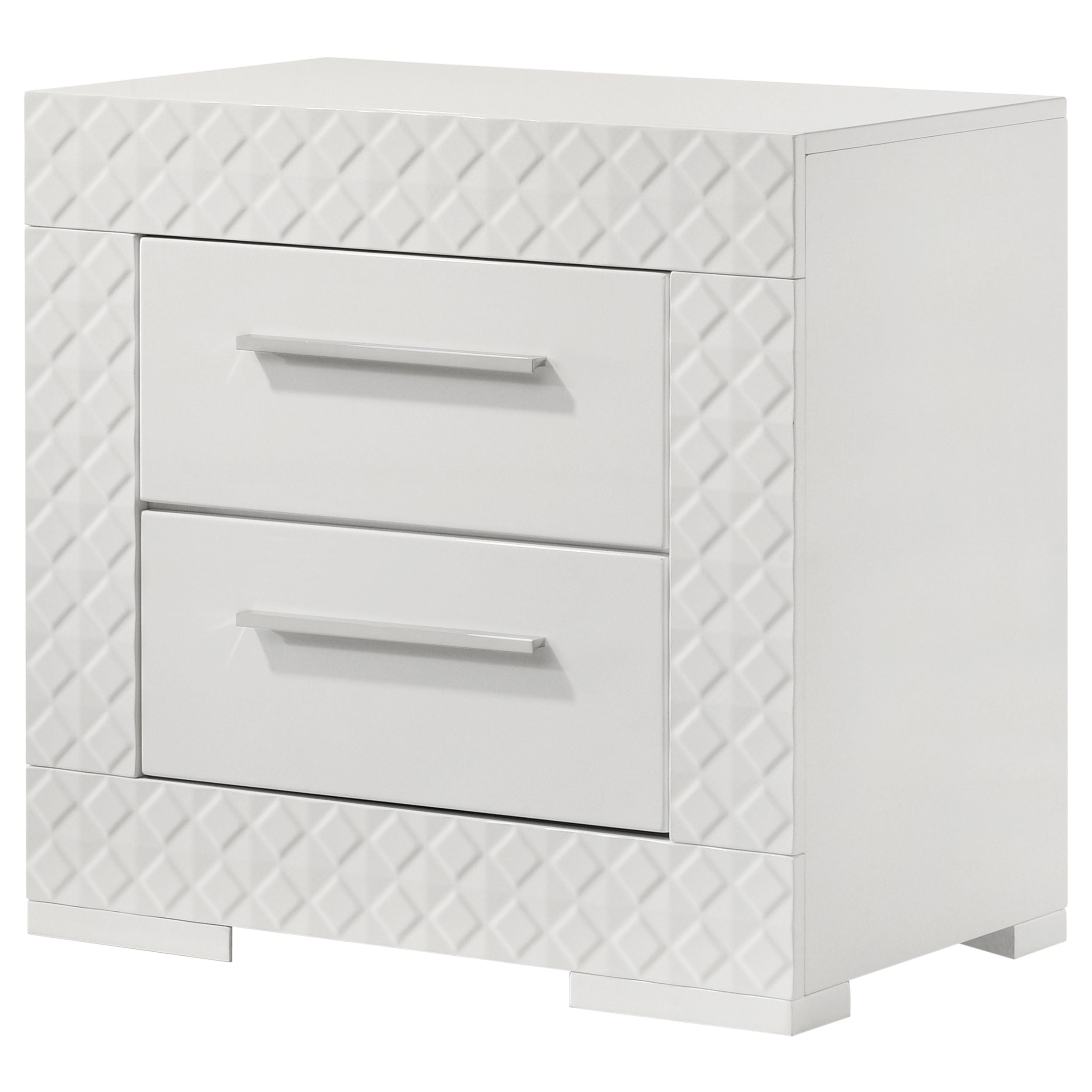 Ives 2-drawer Nightstand Bedside Table Grey High Gloss