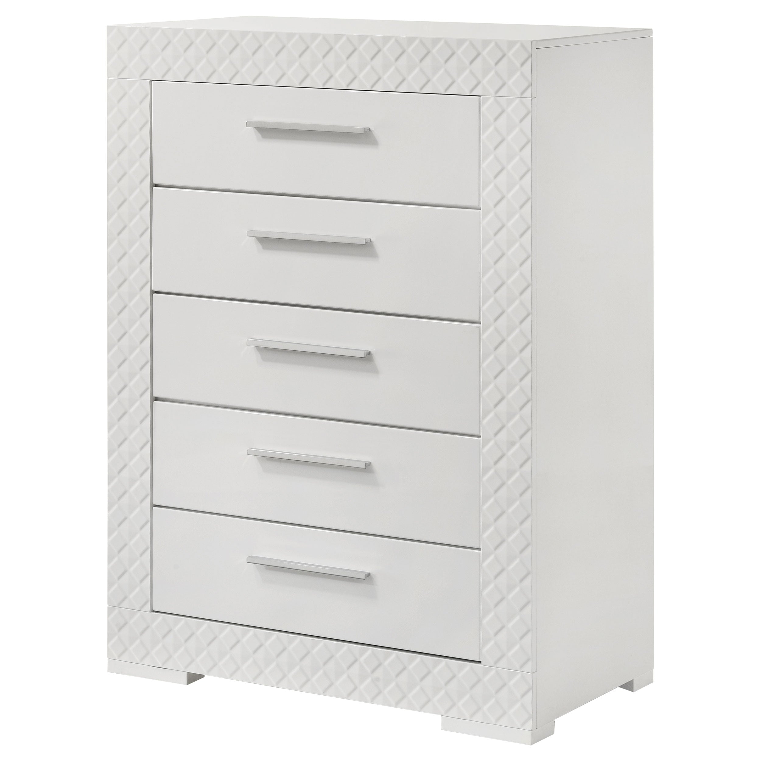 Ives 5-drawer Bedroom Chest of Drawers Grey High Gloss