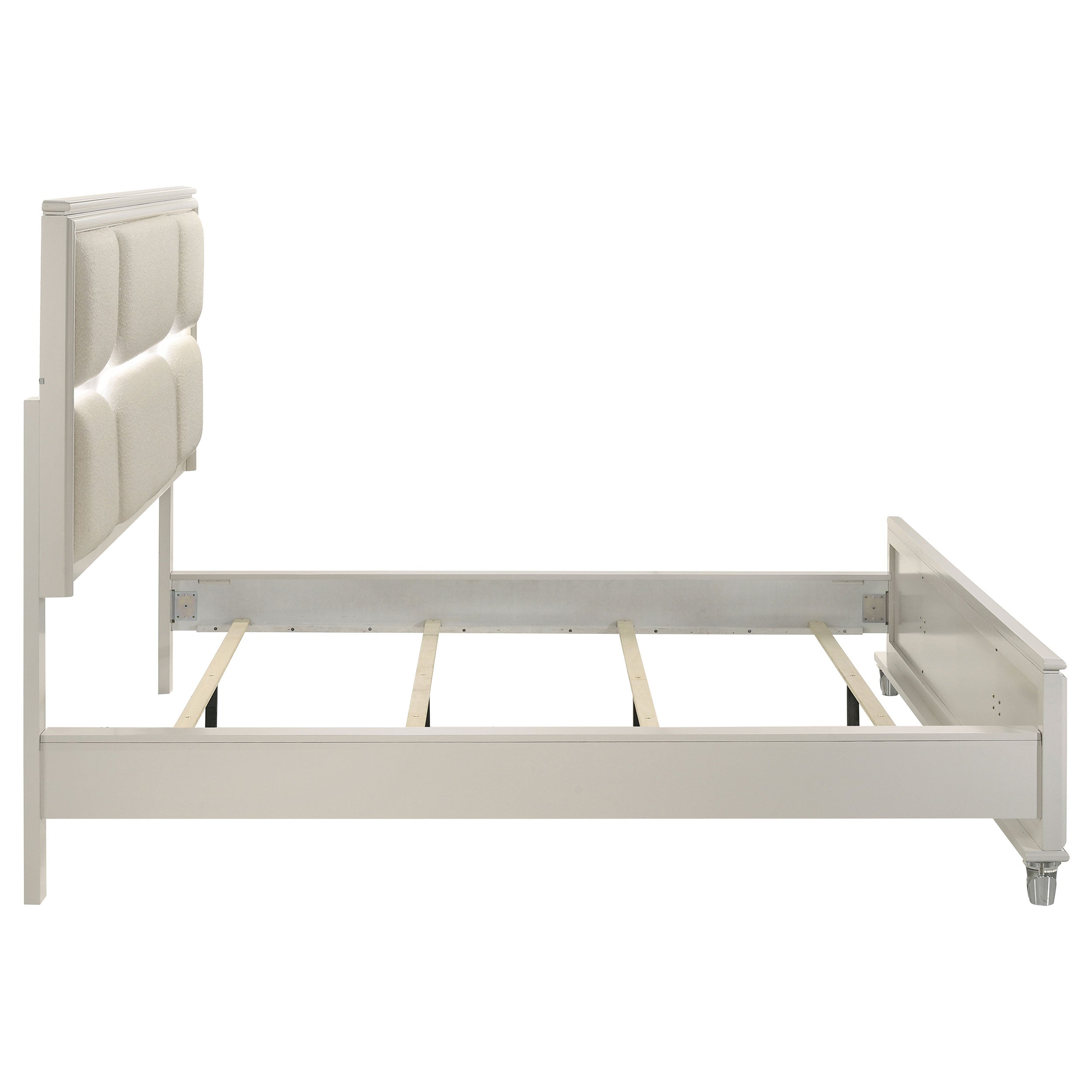 Olivia g Panel Bed LED Headboard Pearl White