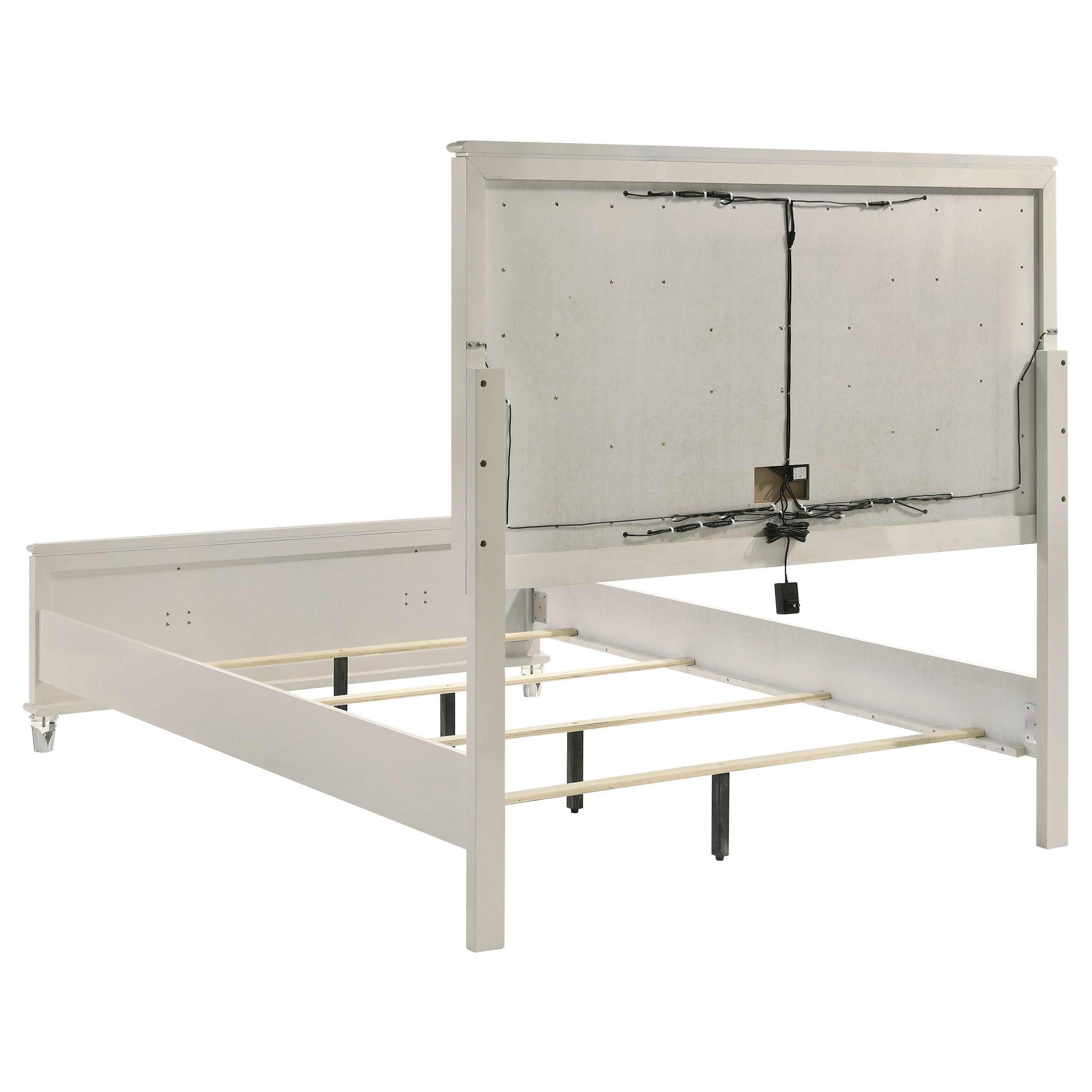 Olivia g Panel Bed LED Headboard Pearl White