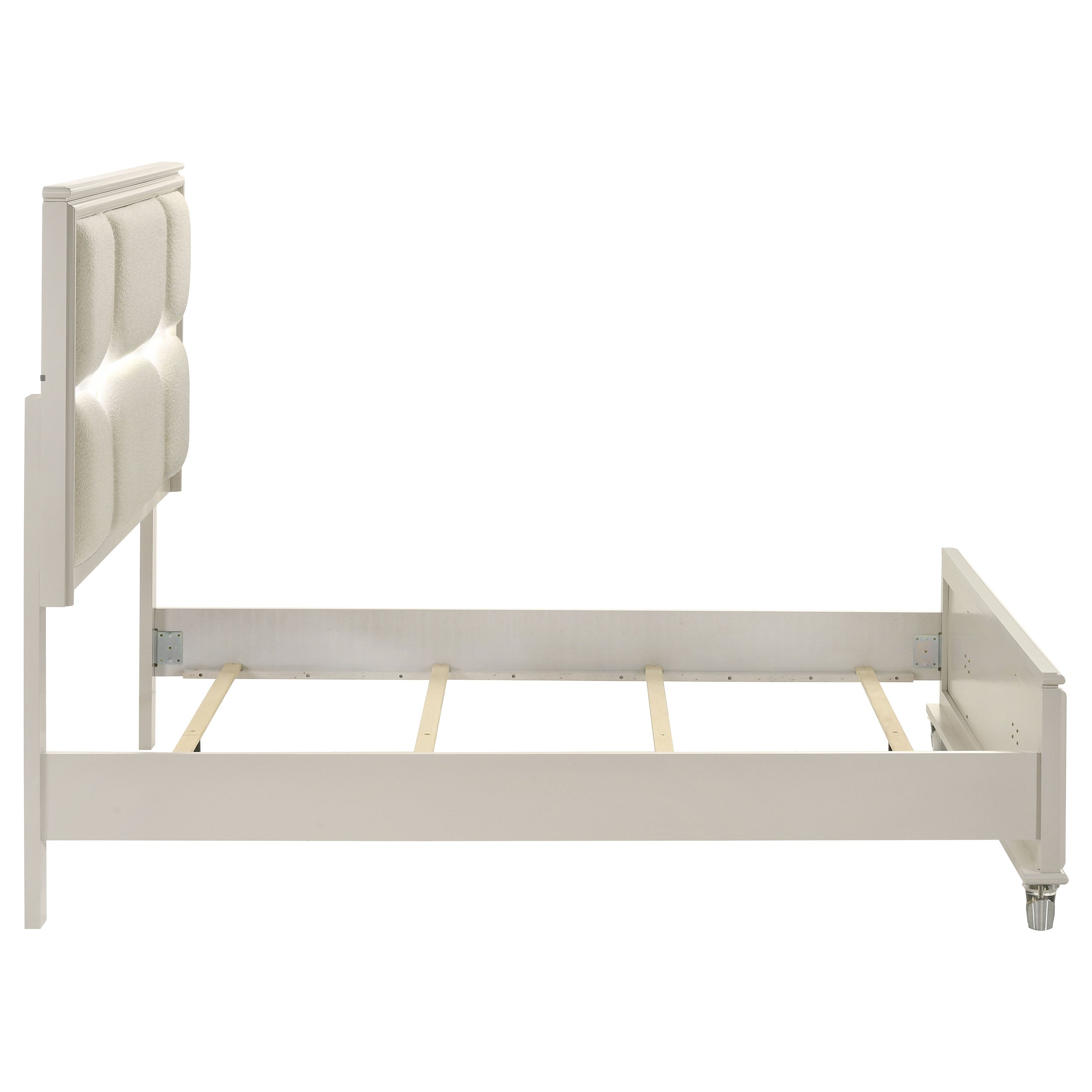Olivia g Panel Bed LED Headboard Pearl White