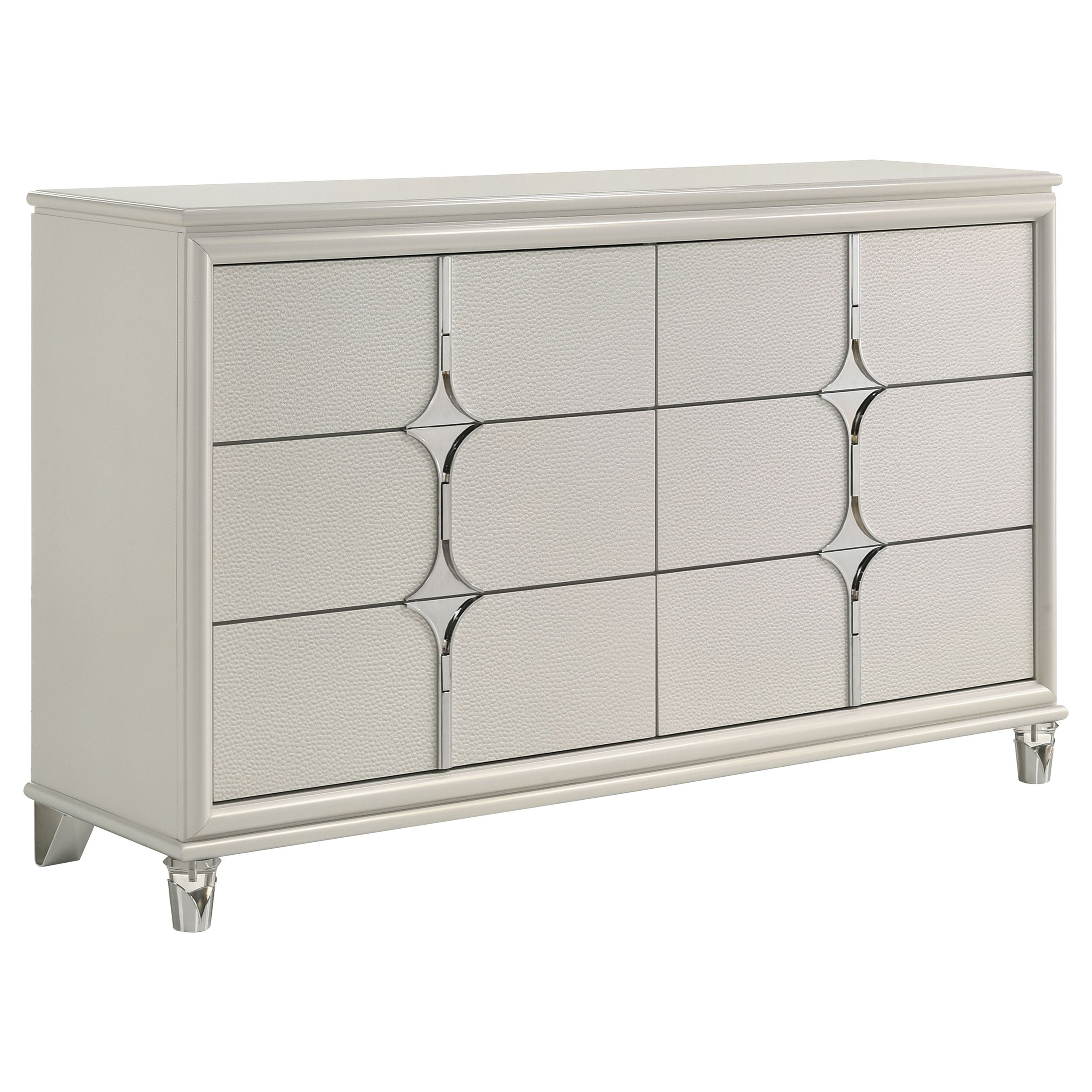 Olivia 6-drawer Dresser and LED Mirror Pearl White