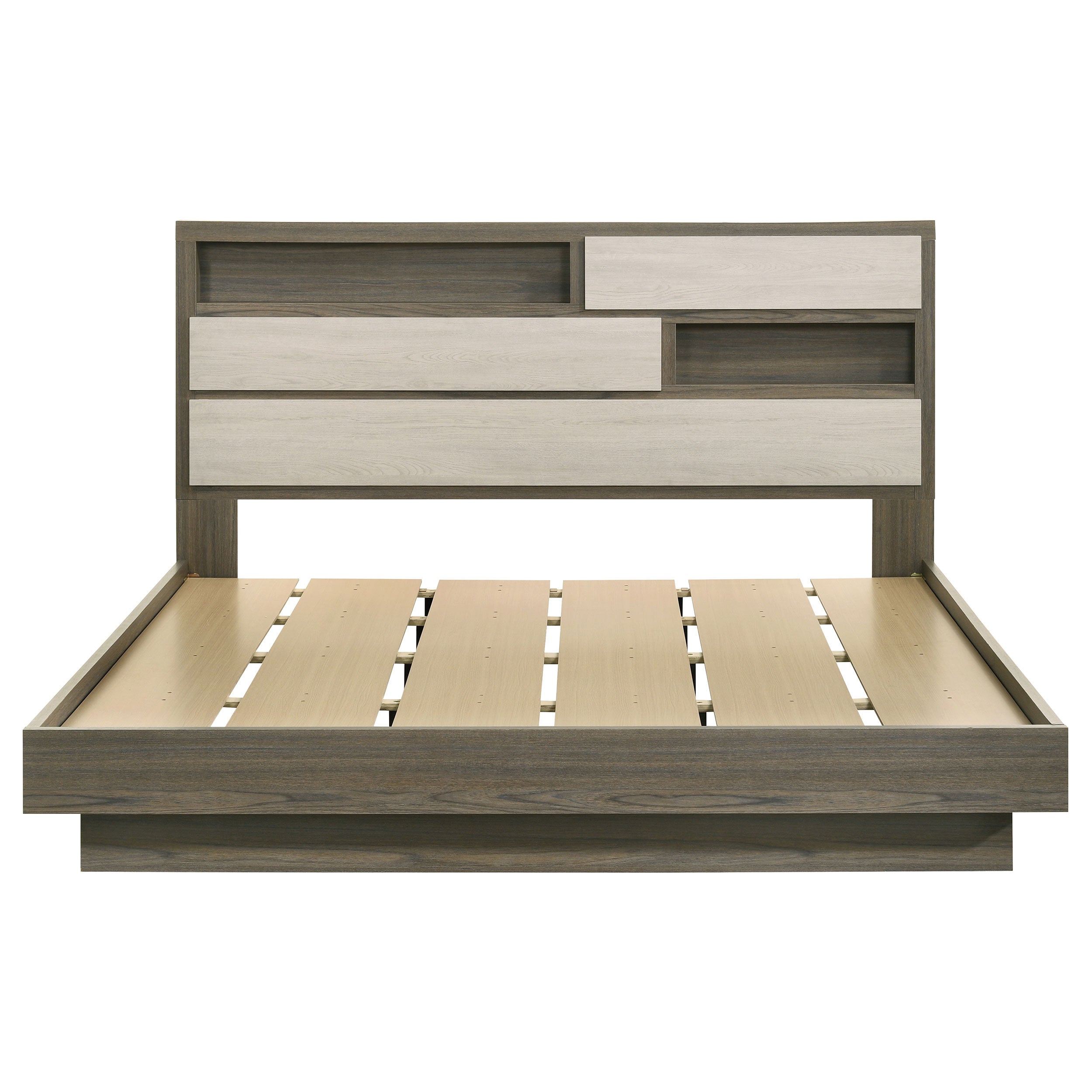 Fenwick California King Bed Bookcase Headboard Grey Oak