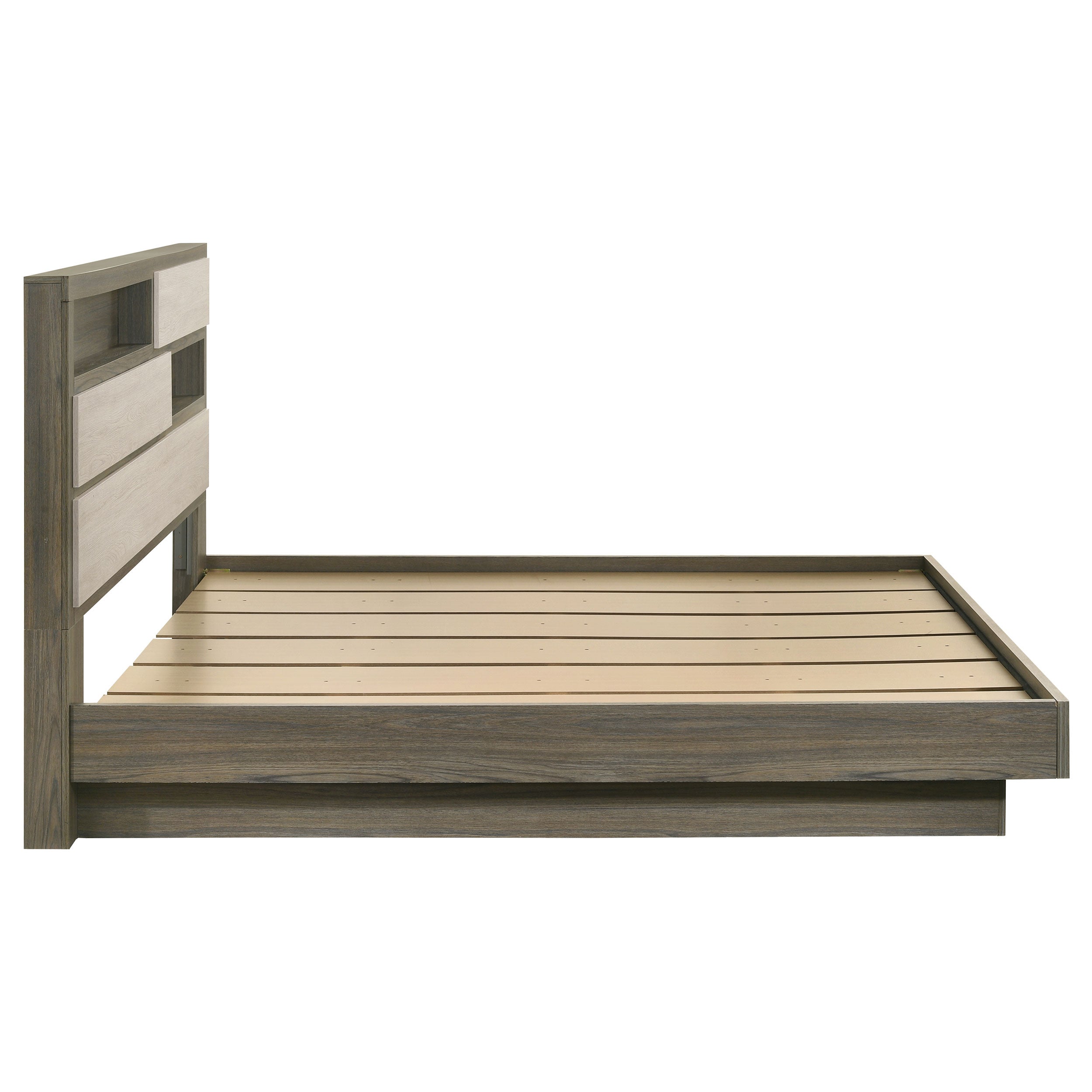 Fenwick California King Bed Bookcase Headboard Grey Oak