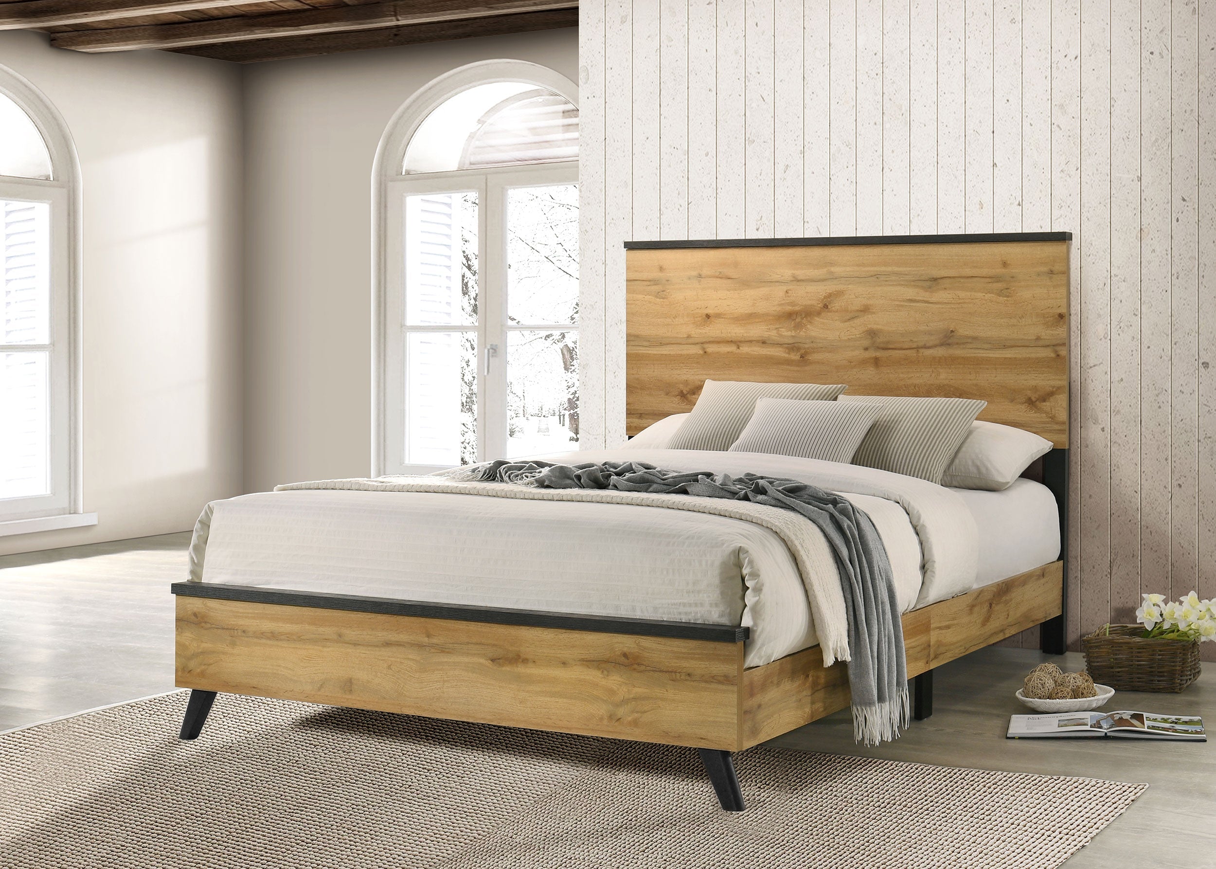 Kauffman Wood Panel Bed Dark Cocoa