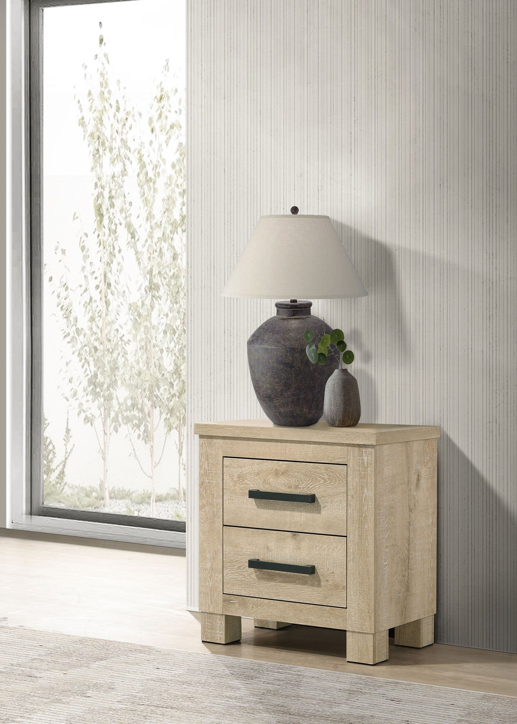 Oakglen 2-drawer Nightstand Bedside Table Weathered Oak