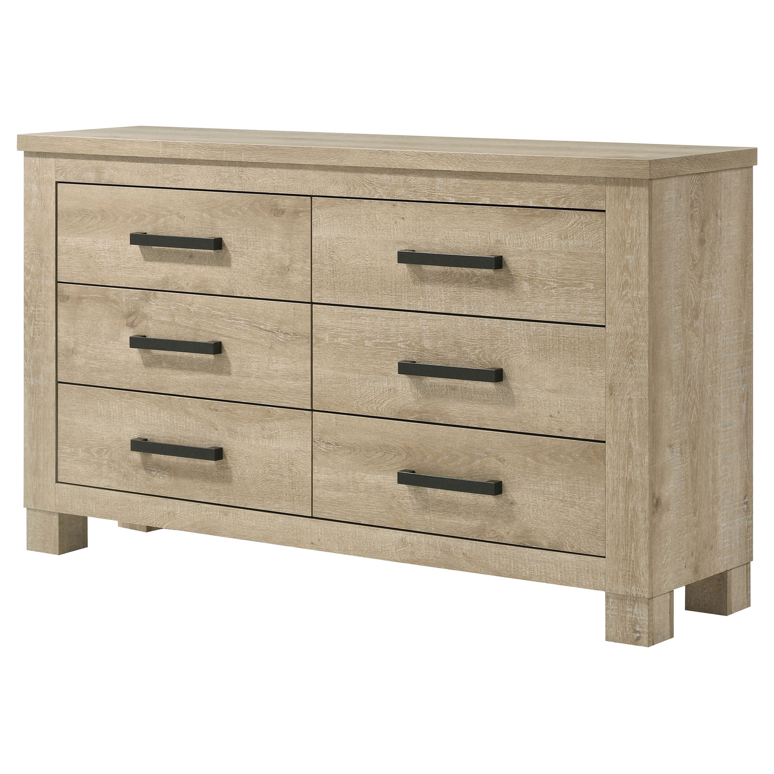 Oakglen 6-drawer Bedroom Dresser and Mirror Weathered Oak
