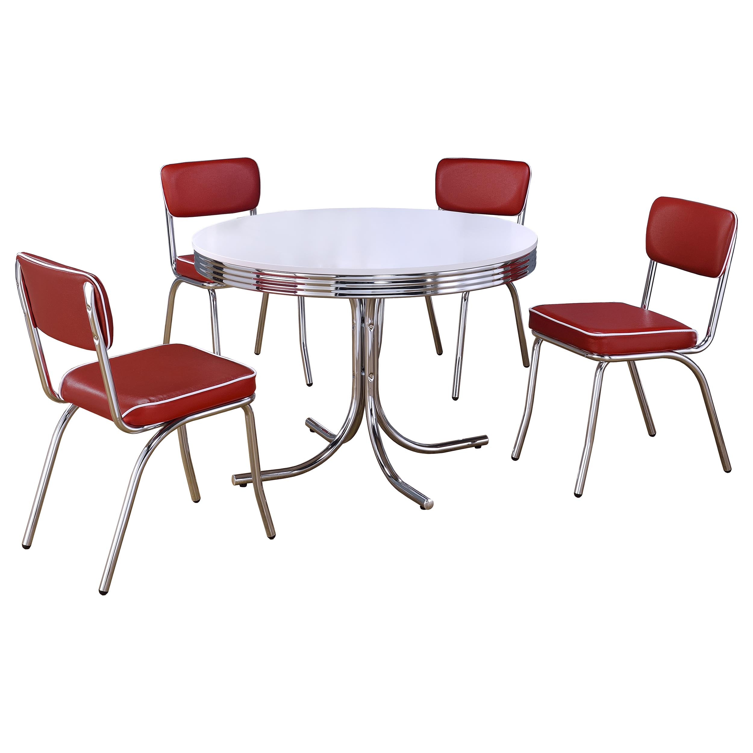 Retro  Oval Dining Table Set White and Black