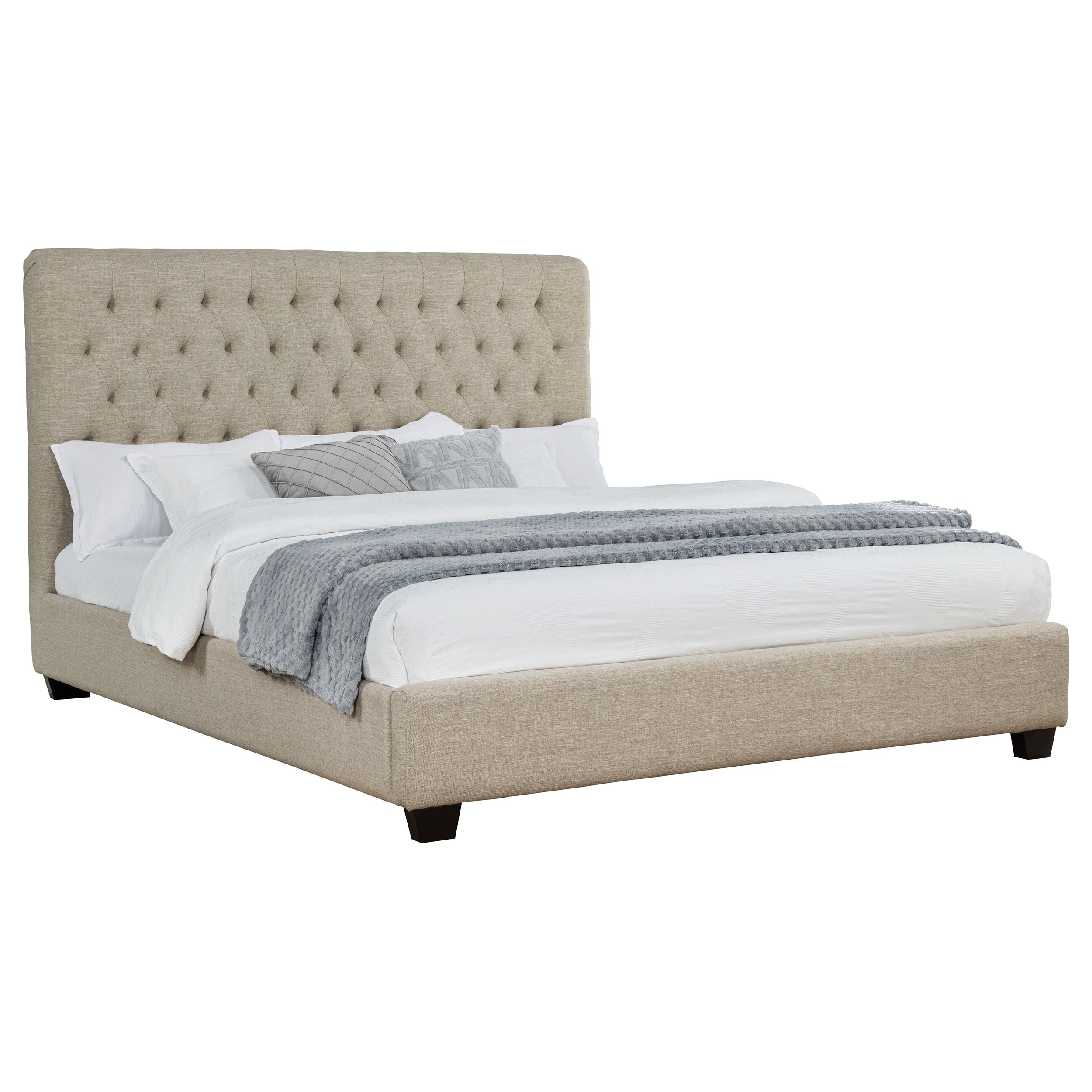 Chloe Upholstered California King Panel Bed Oatmeal