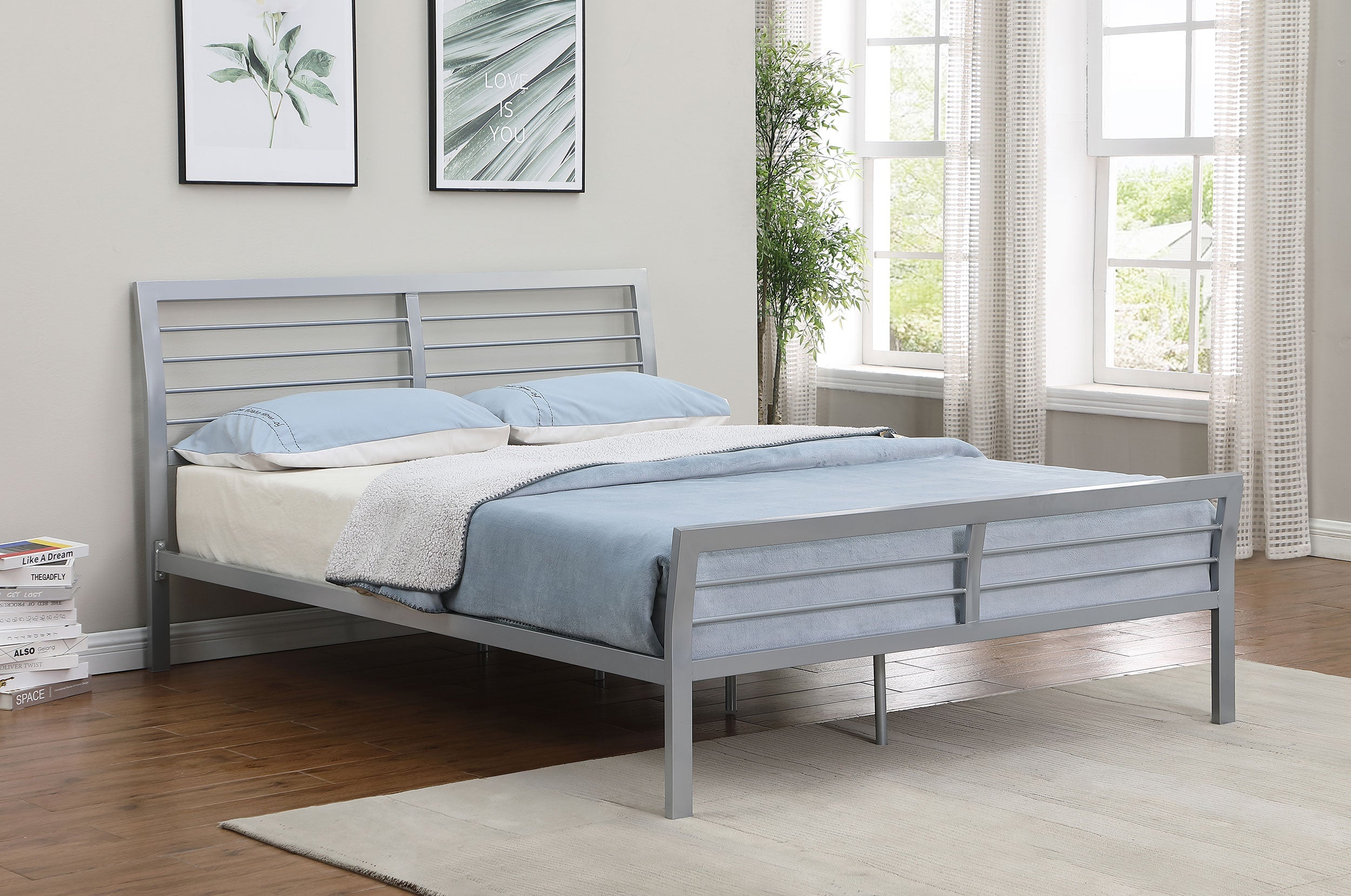 Cooper Metal  Open Frame Bed Silver