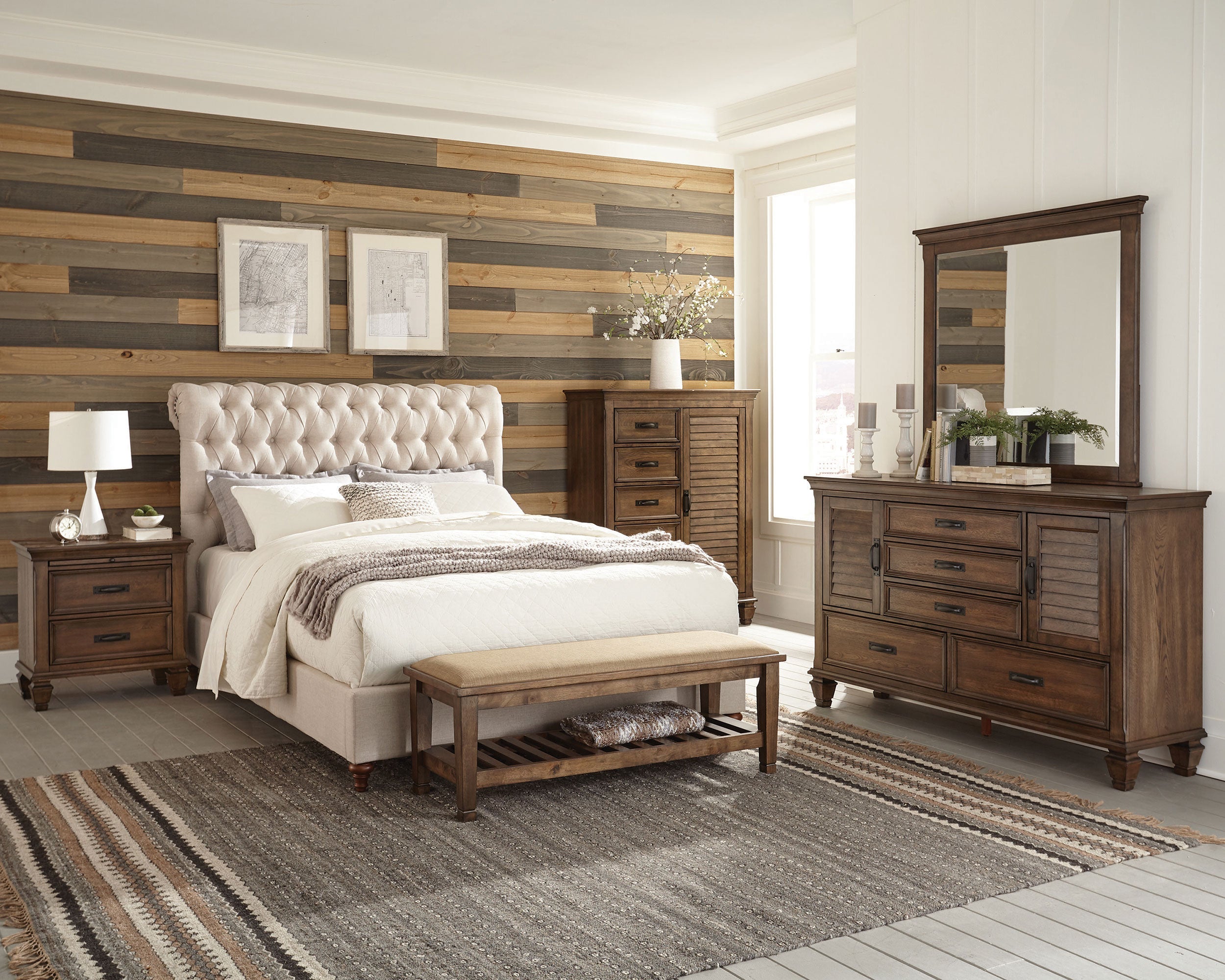 Devon Bedroom Set Beige and Oak