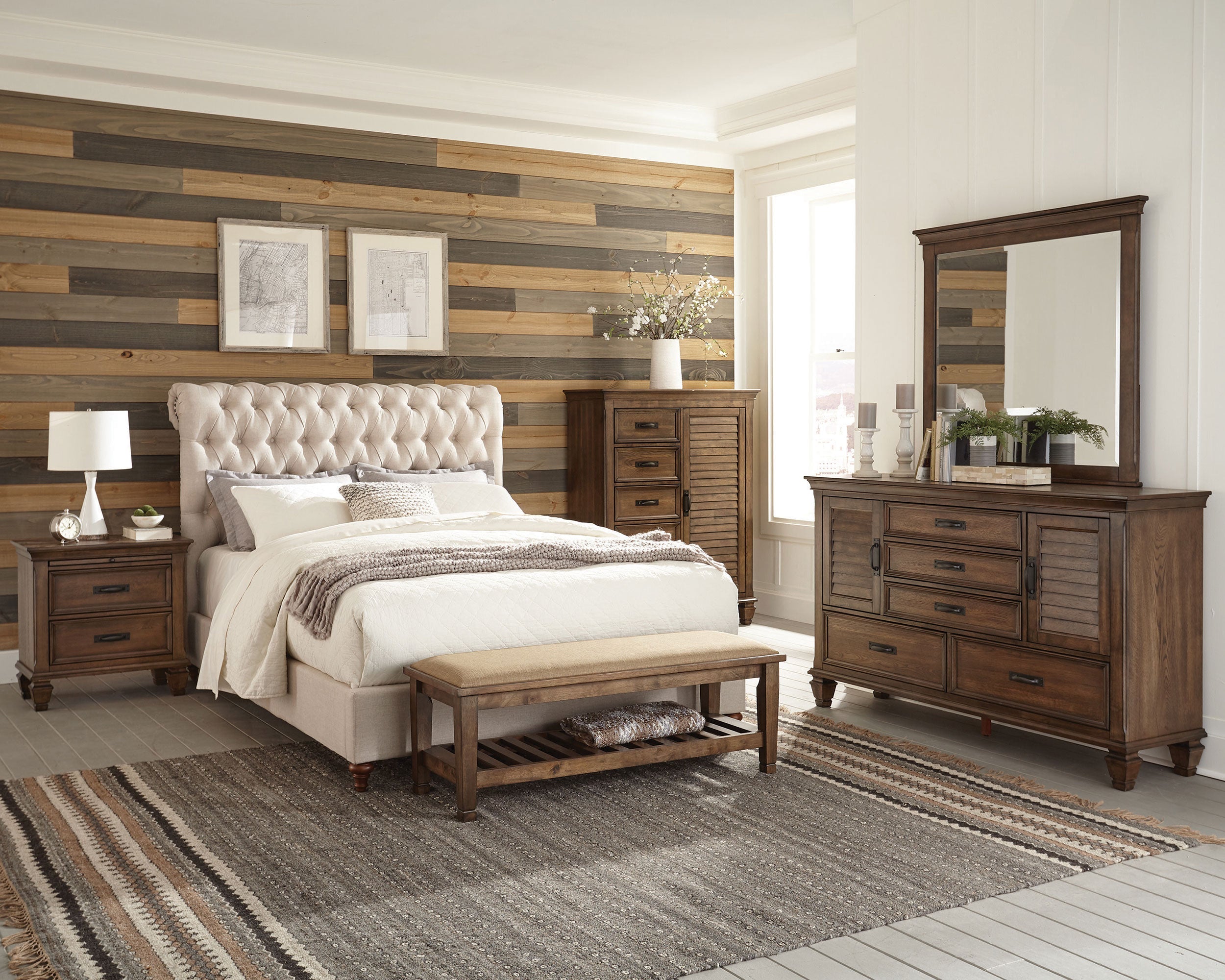 Devon Bedroom Set Beige and Oak