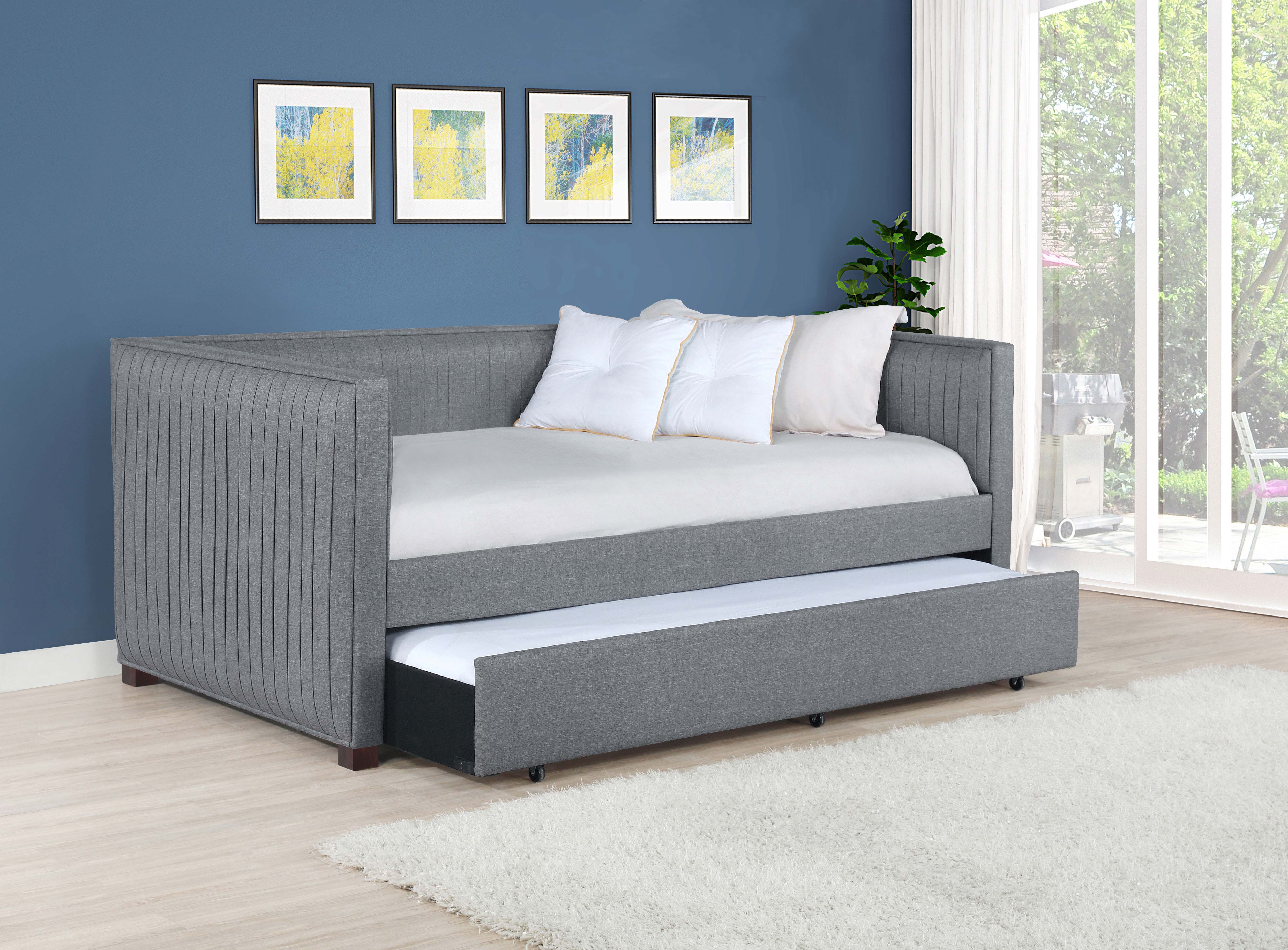 Brodie Upholstered  Daybed with Trundle Grey
