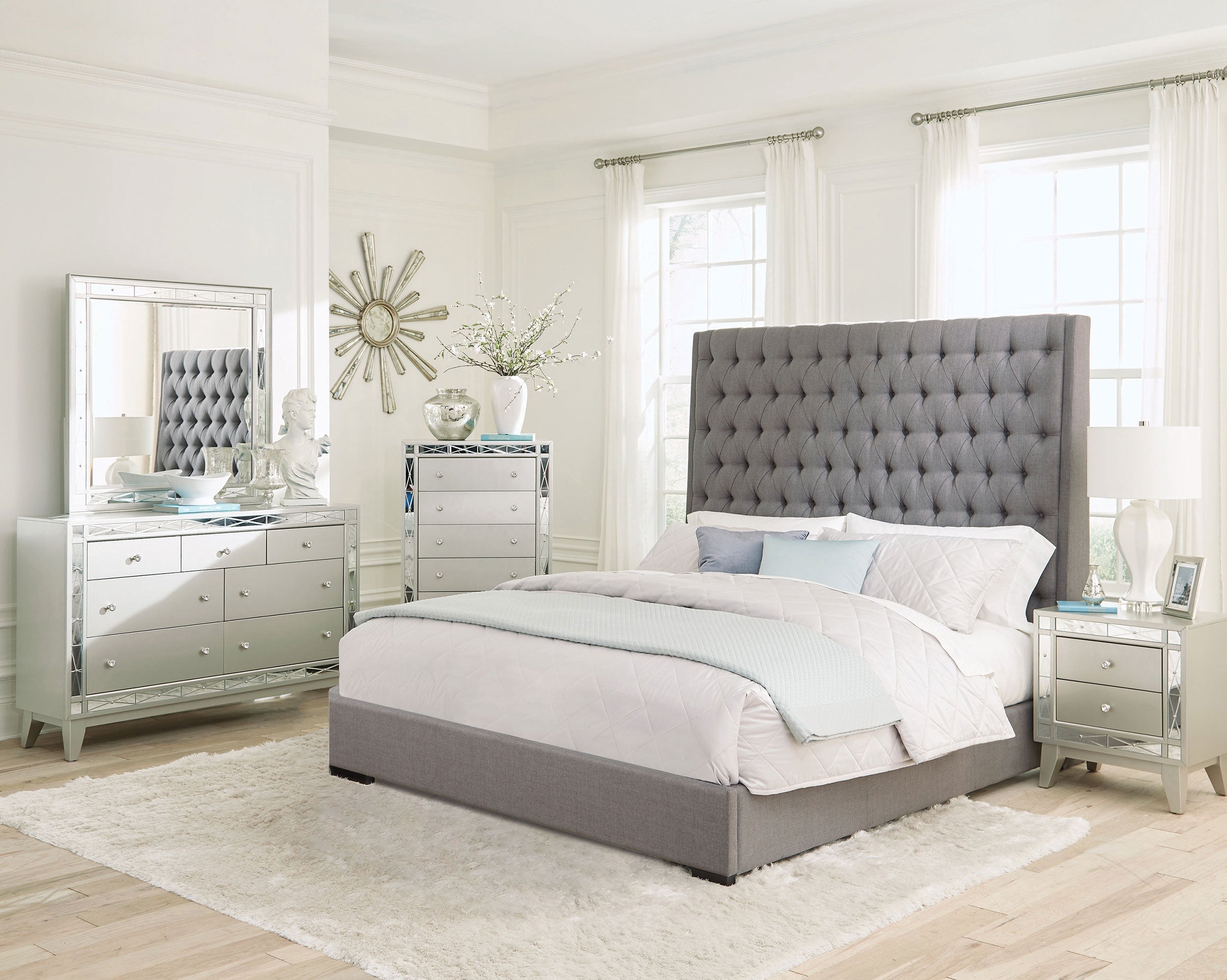 Camille  Bedroom Set Metallic Mercury