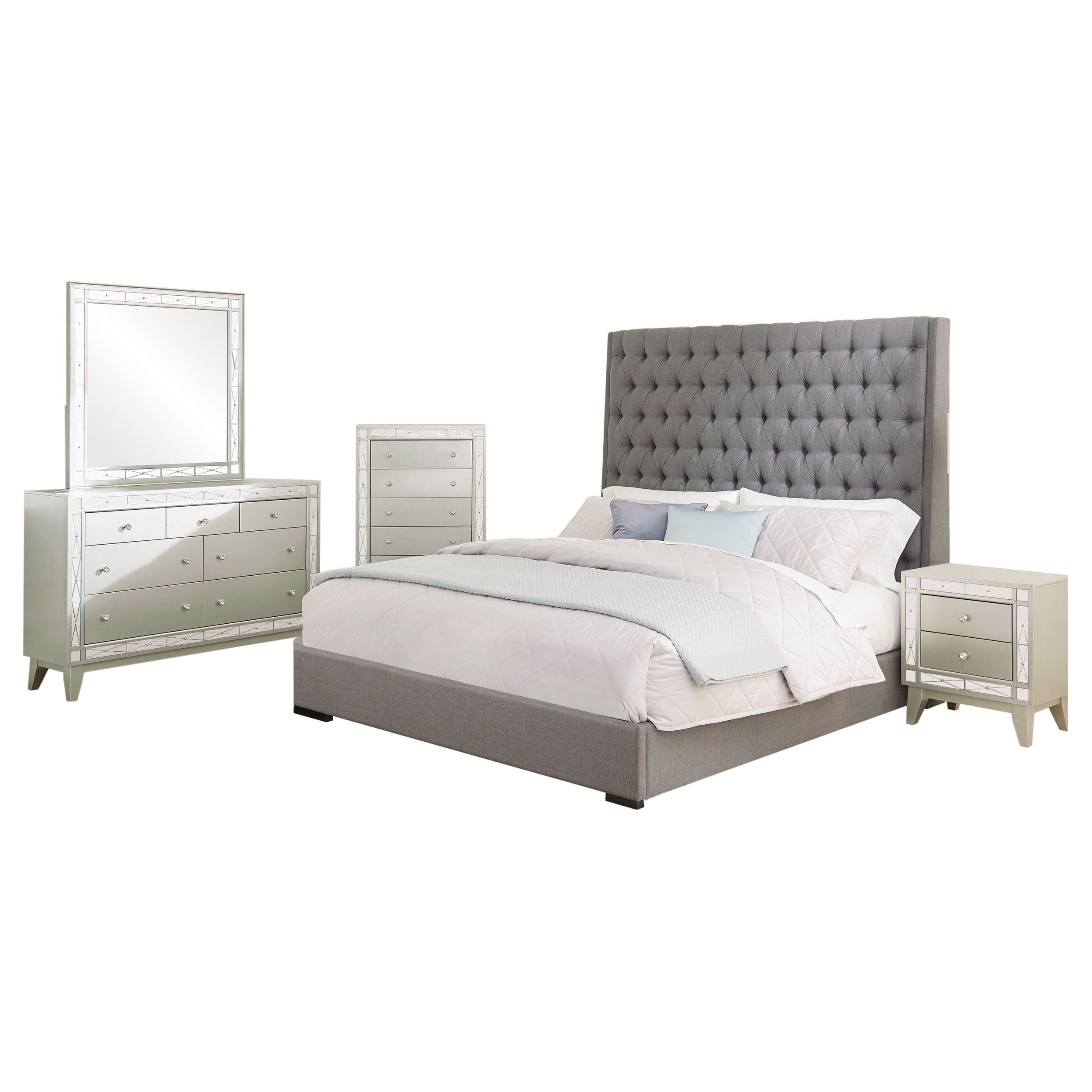 Camille  Bedroom Set Metallic Mercury