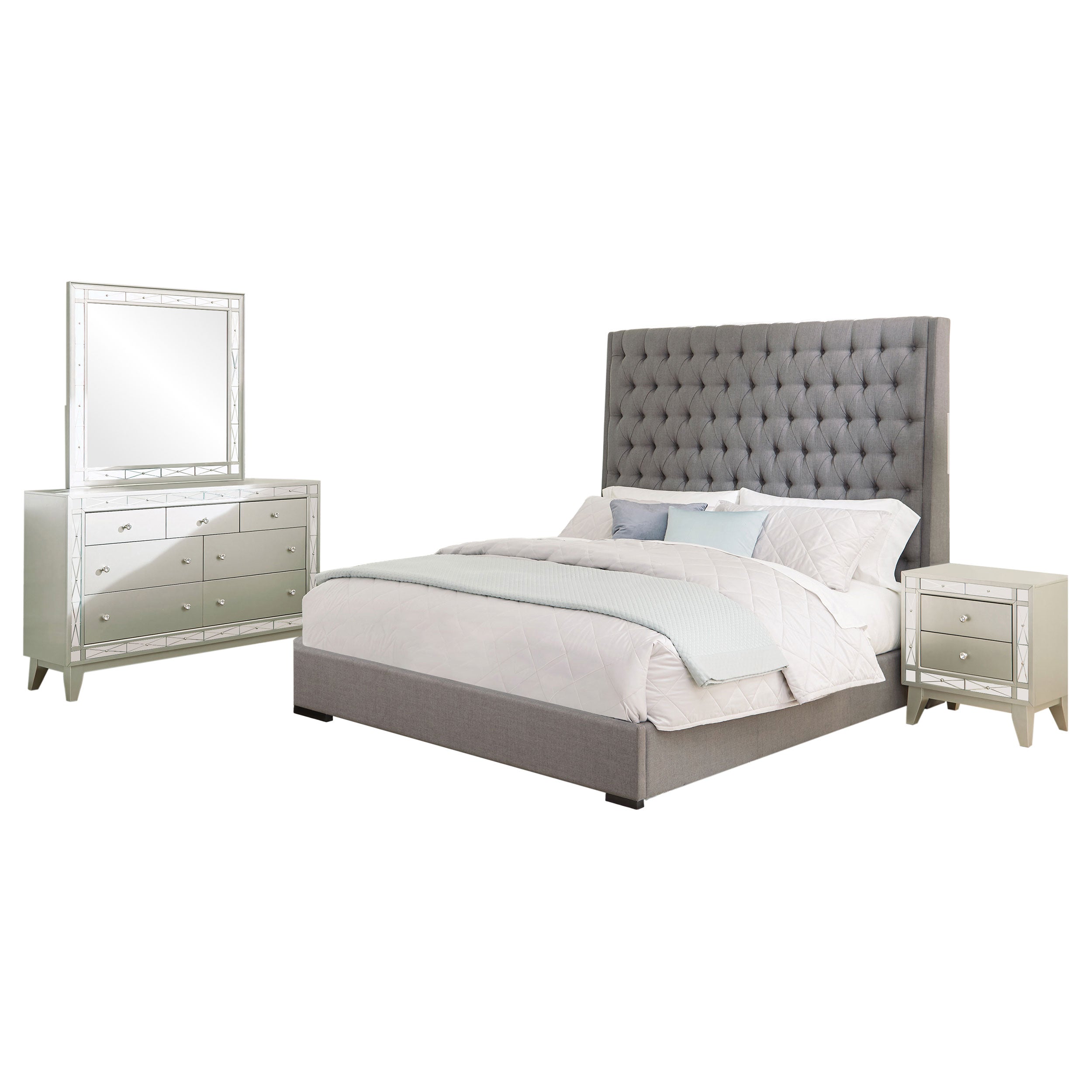 Camille  Bedroom Set Metallic Mercury